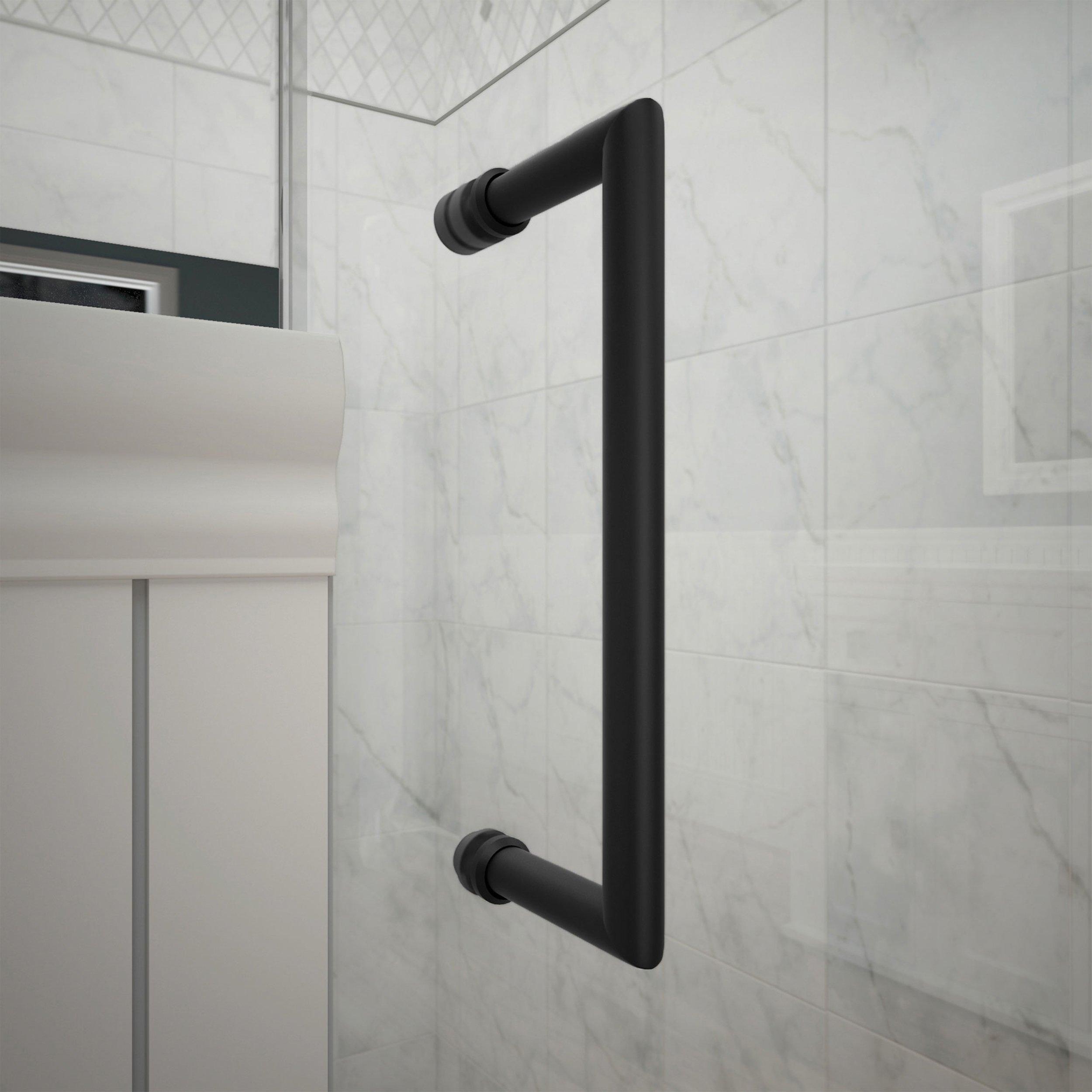 Unidoor Plus Satin Black Frameless Hinged Shower Door