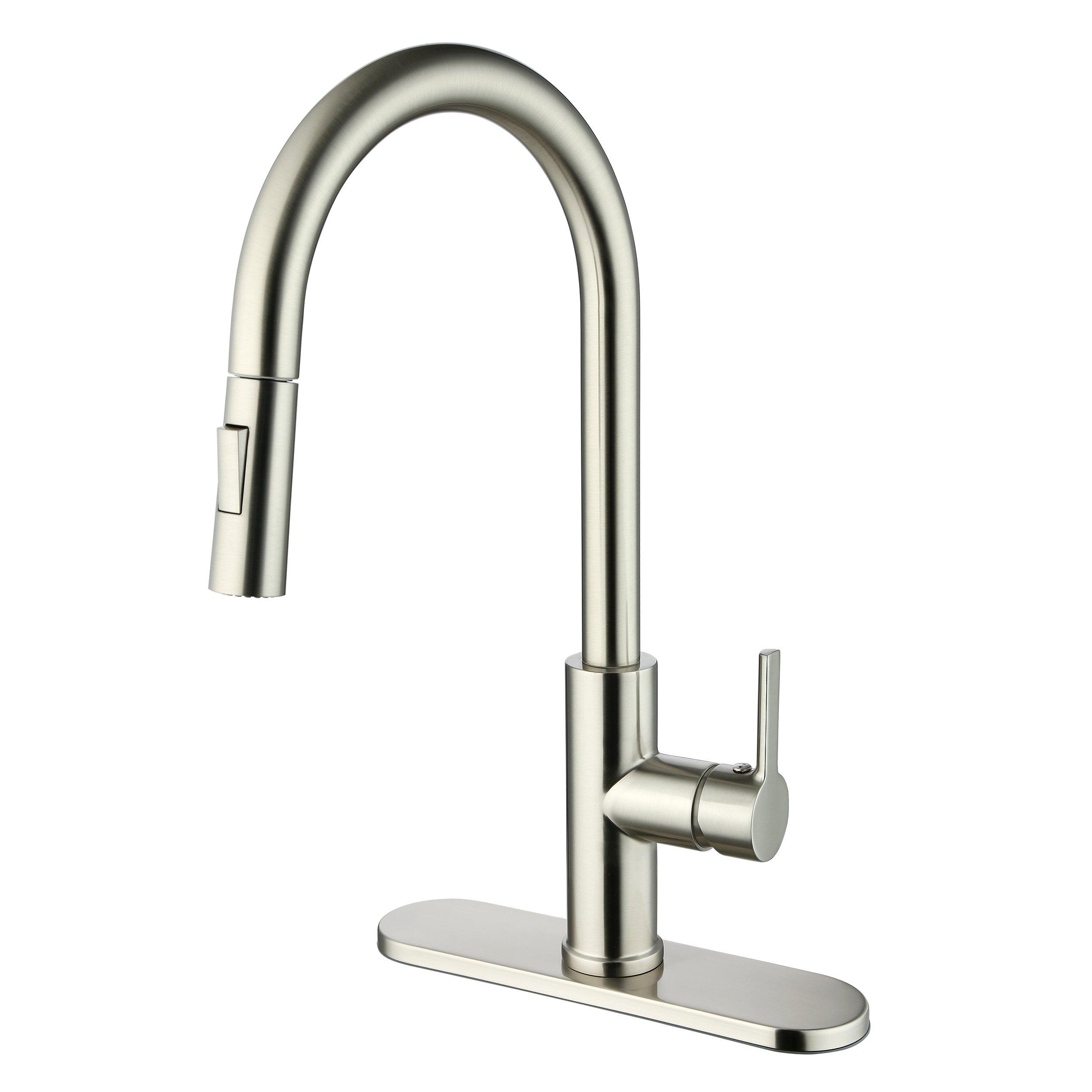 Rhiver Pull Down Brushed Nickel Kitchen Faucet