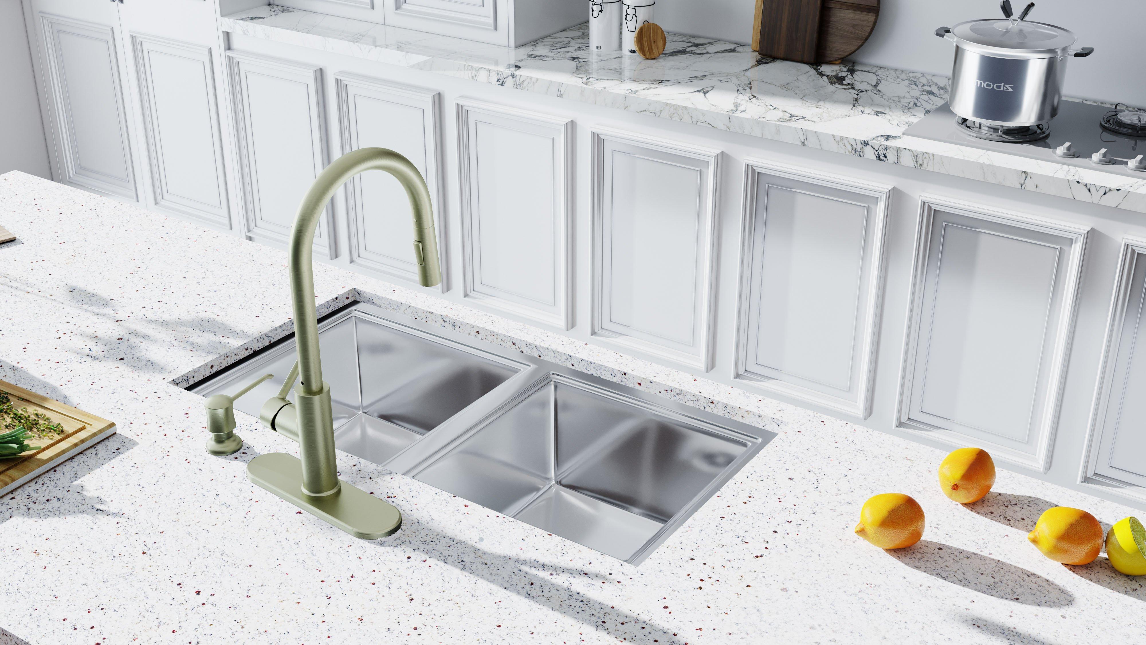 Rhiver Pull Down Brushed Nickel Kitchen Faucet