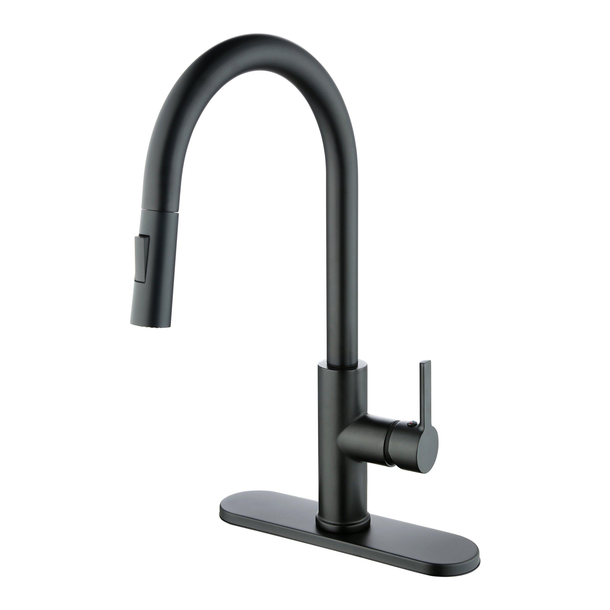 Rhiver Pull Down Matte Black Kitchen Faucet Floor And Decor   100941657 Rhiver Pull Down Matte Black Kitchen Faucet 1