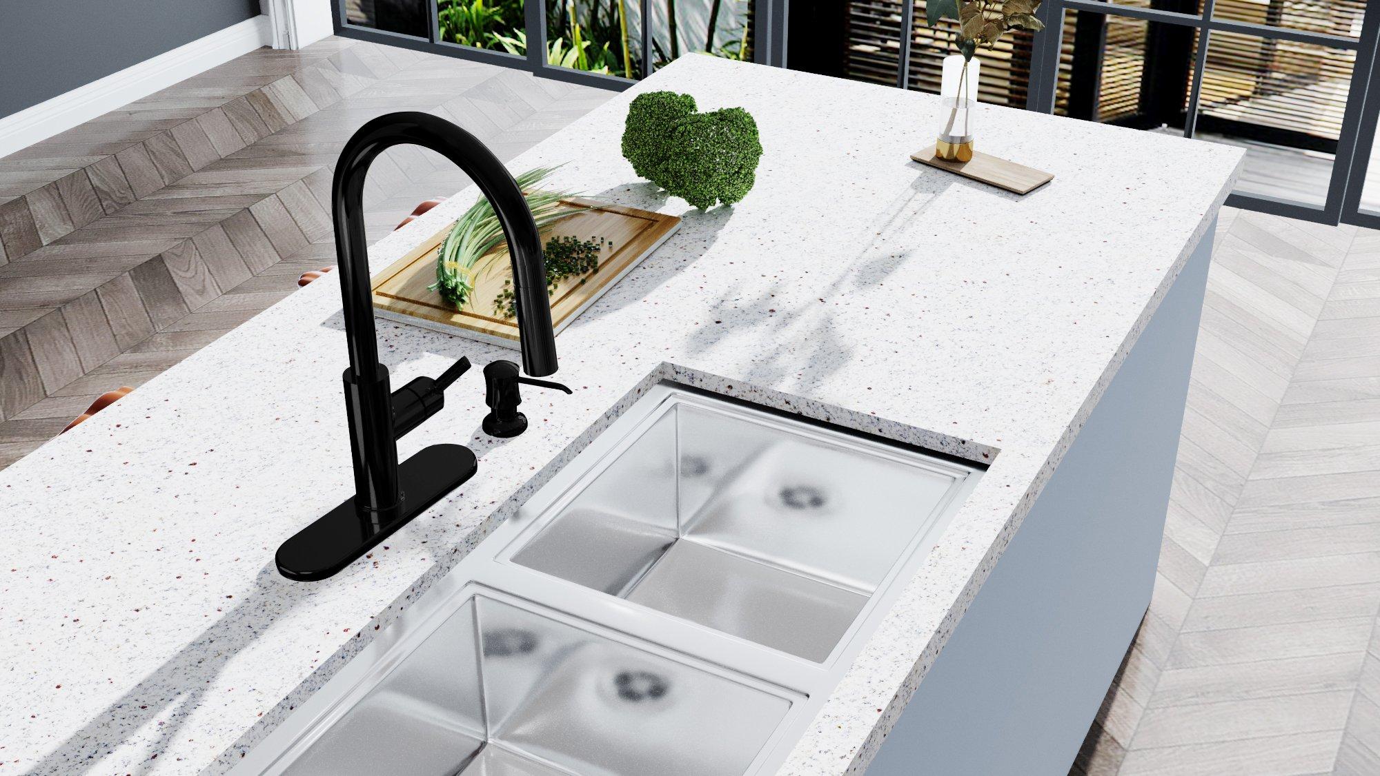 Rhiver Pull Down Matte Black Kitchen Faucet Floor And Decor   100941657 Vendor0122 Faucet Kitchen1 Room