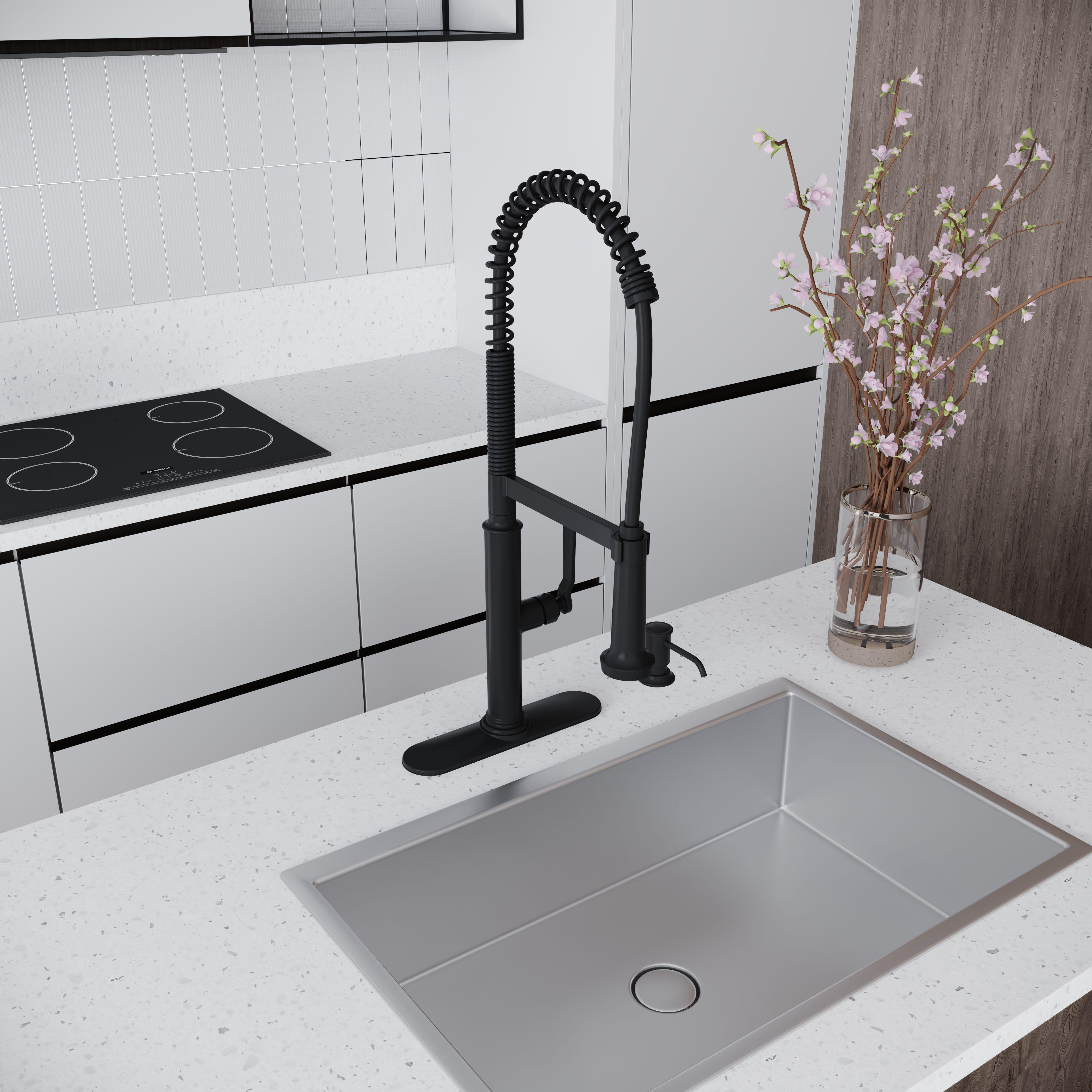 Single Handle Matte Black Kitchen Faucet,Single Level Stainless Steel Kitchen  Sink Faucets - On Sale - Bed Bath & Beyond - 32688357