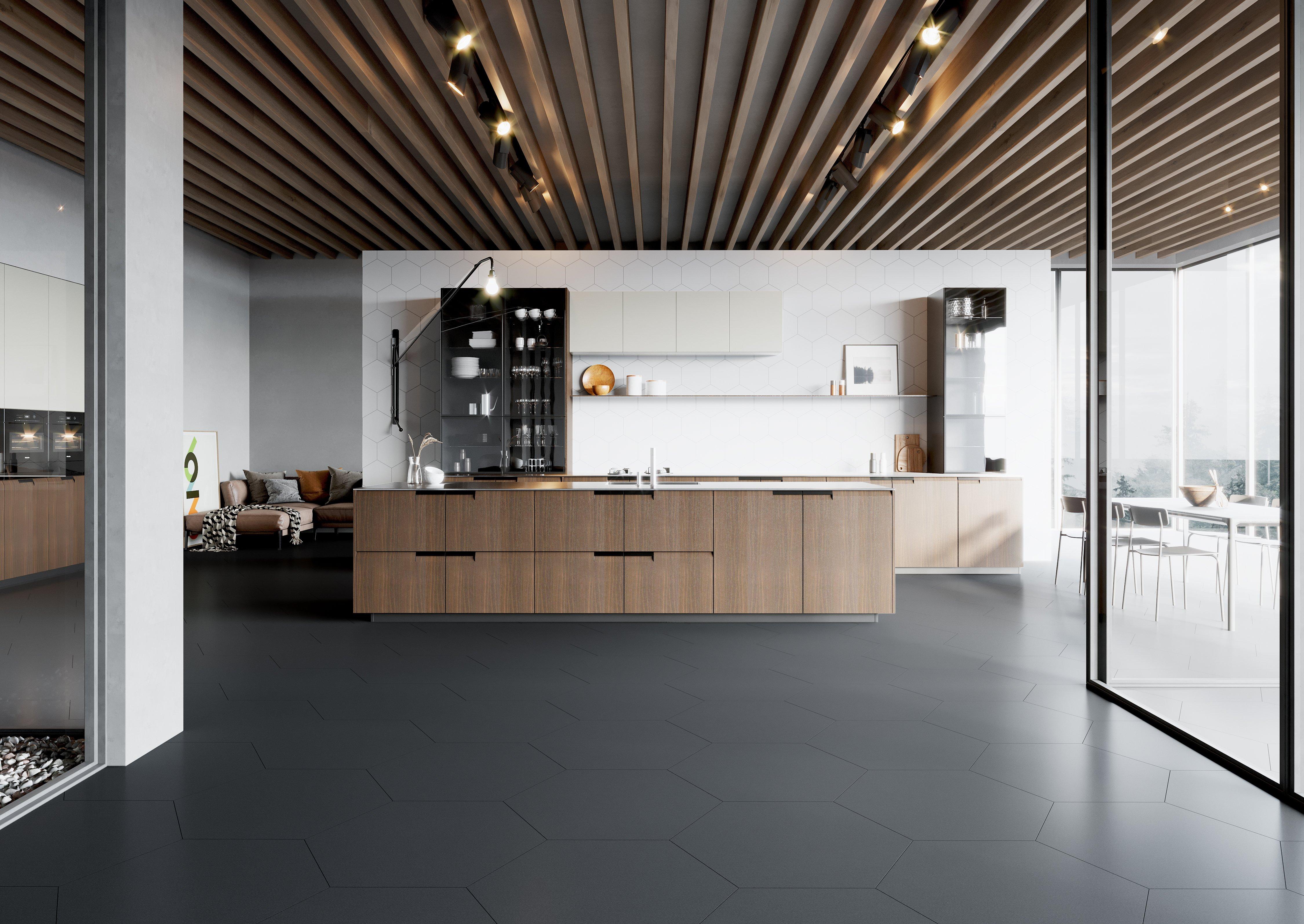 Opal Black Porcelain Hexagon Tile