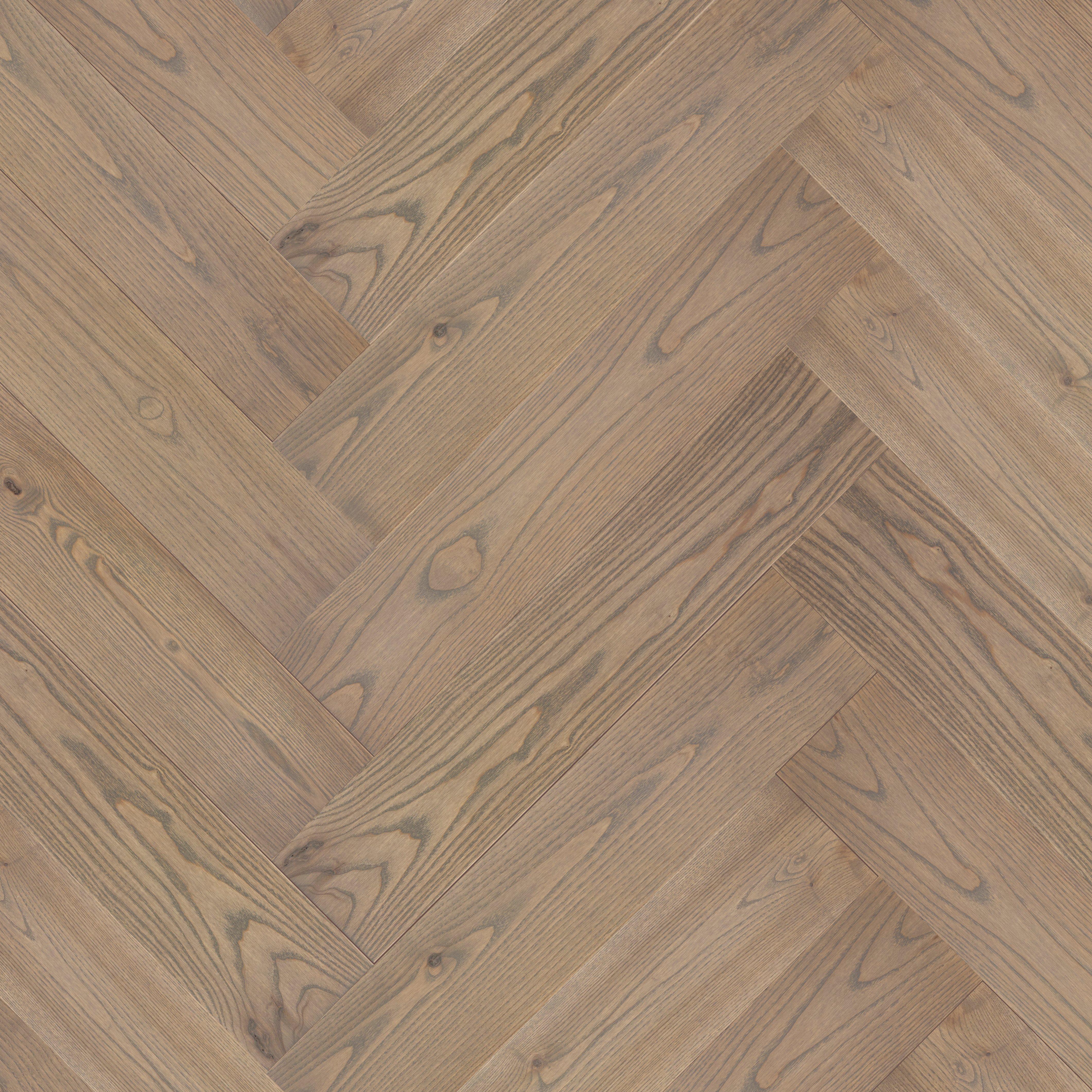 Zenia Ash Herringbone Wire Brushed Solid Hardwood