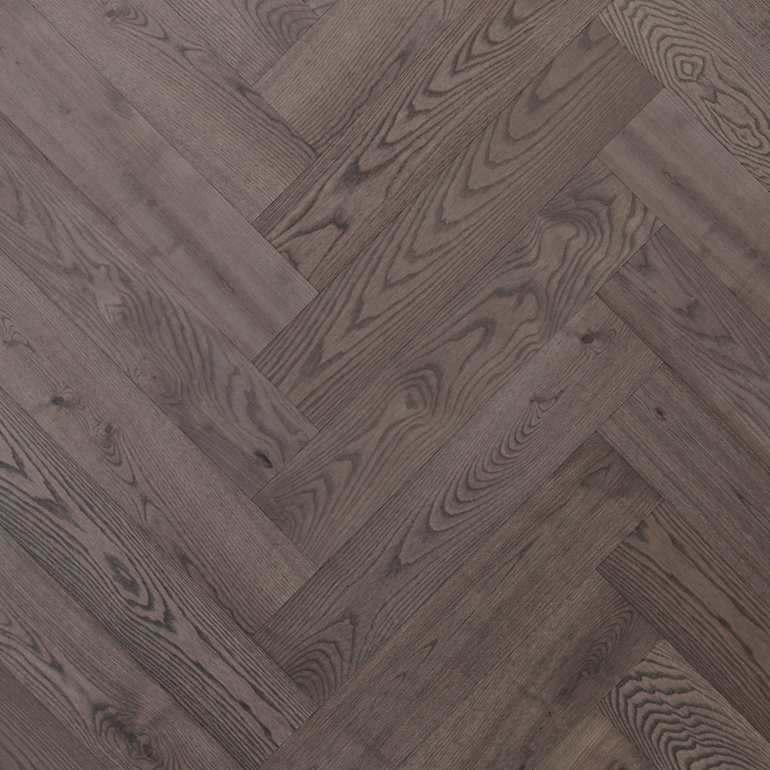 Zenia Ash Herringbone Wire Brushed Solid Hardwood | Floor and Decor