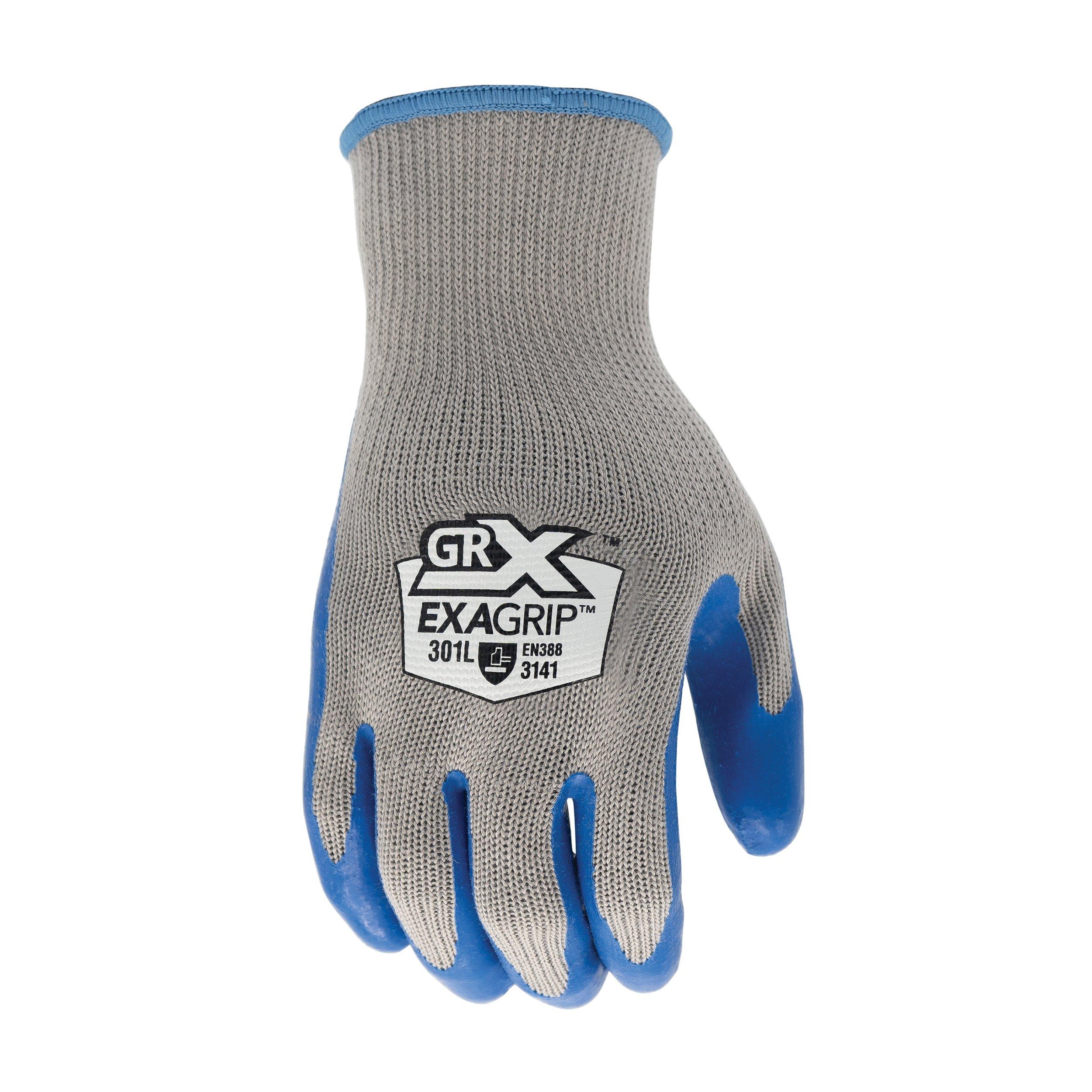 GRX IND301 Exagrip Blue Latex Gloves - Large