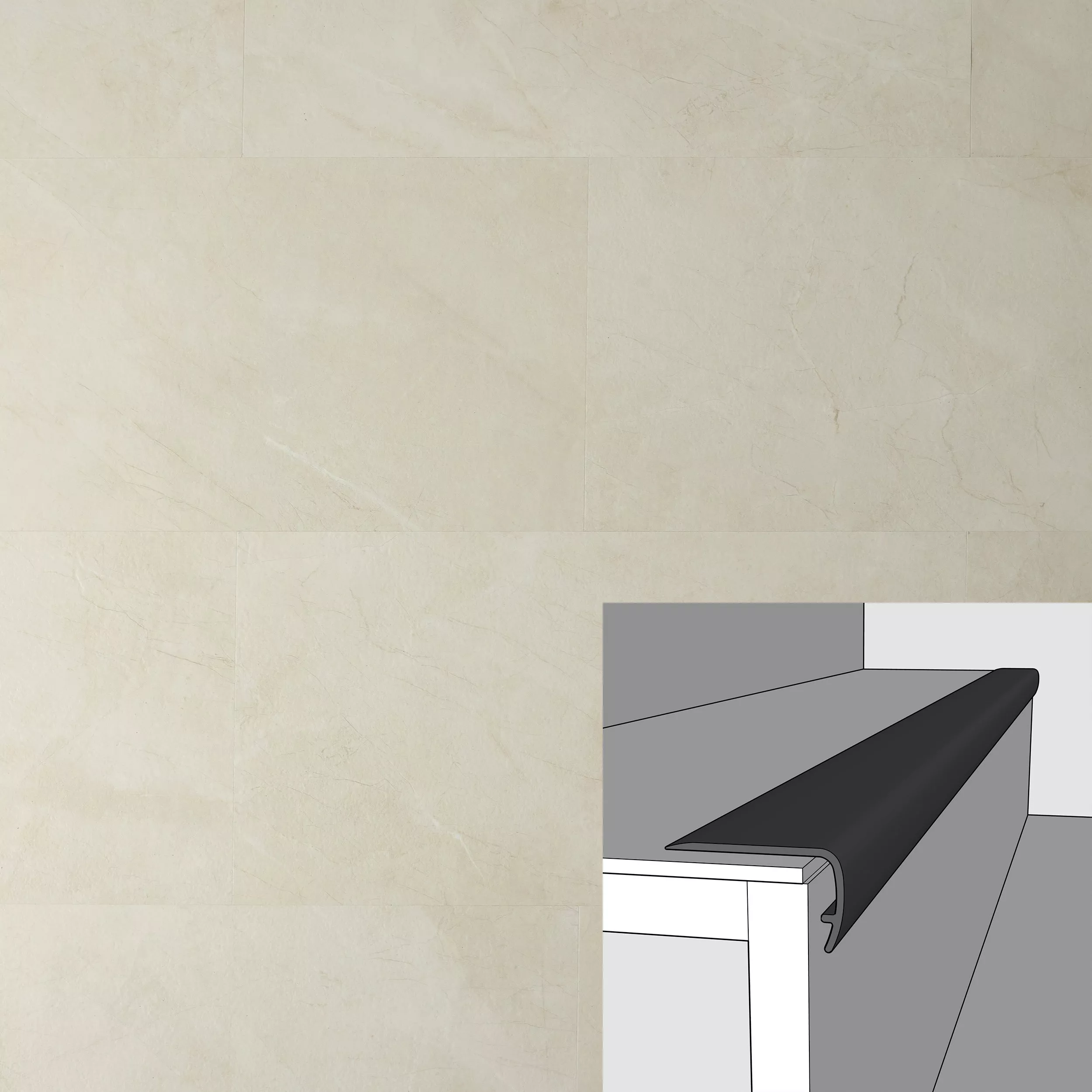 Soft Champagne 94in. Vinyl Overlapping Stair Nose
