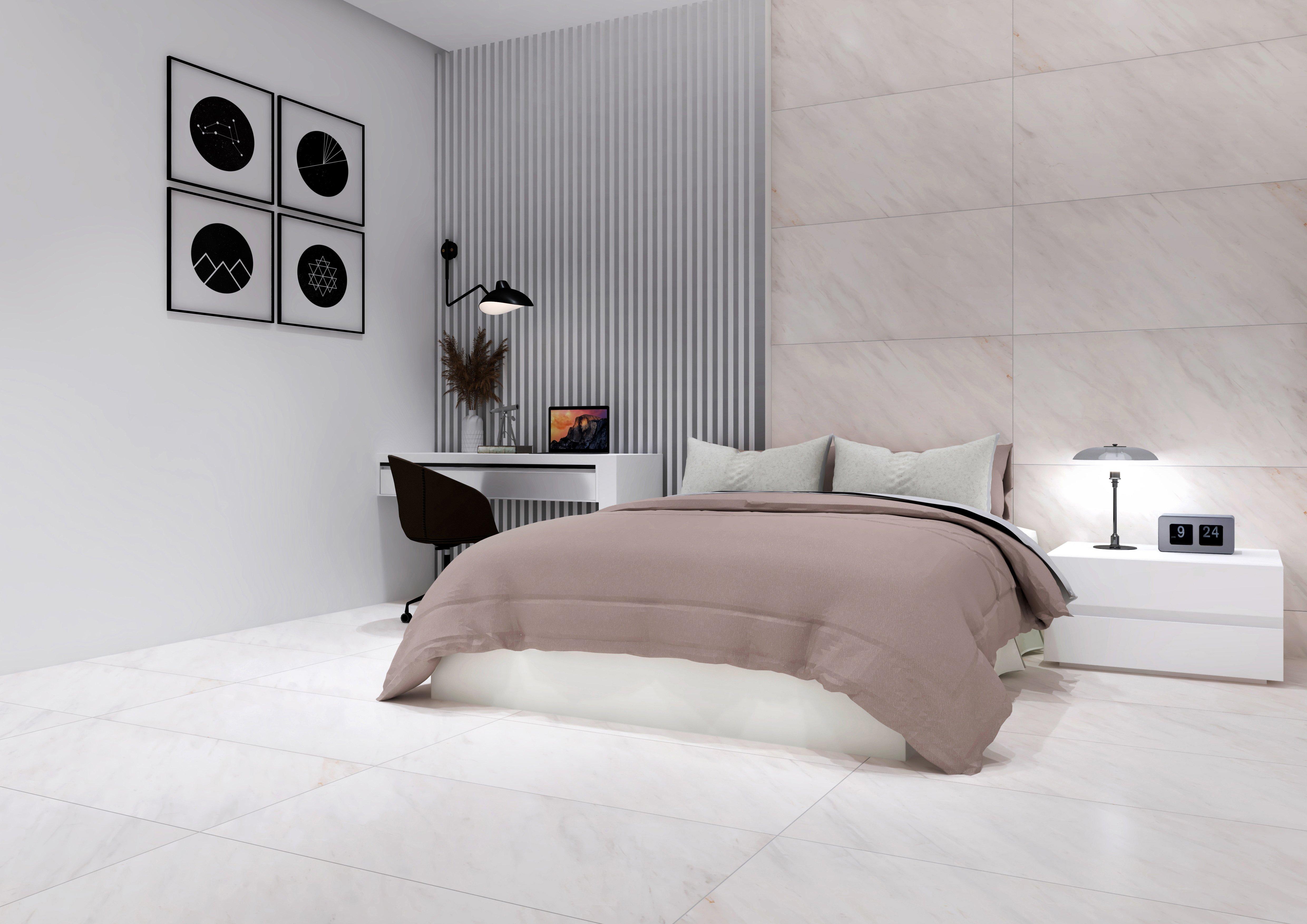 Amina White Polished Porcelain Tile