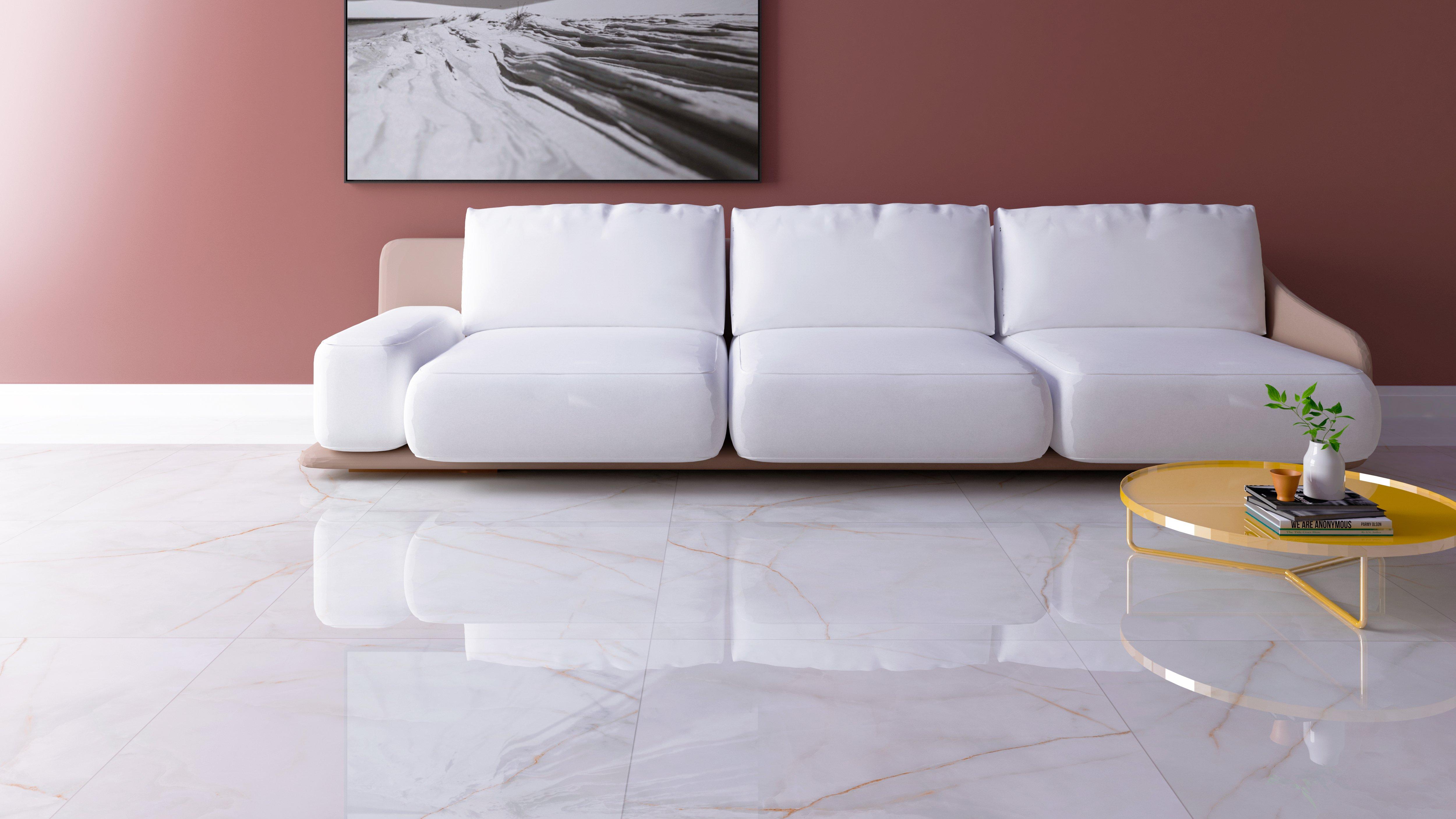 White porcelain store floor tile