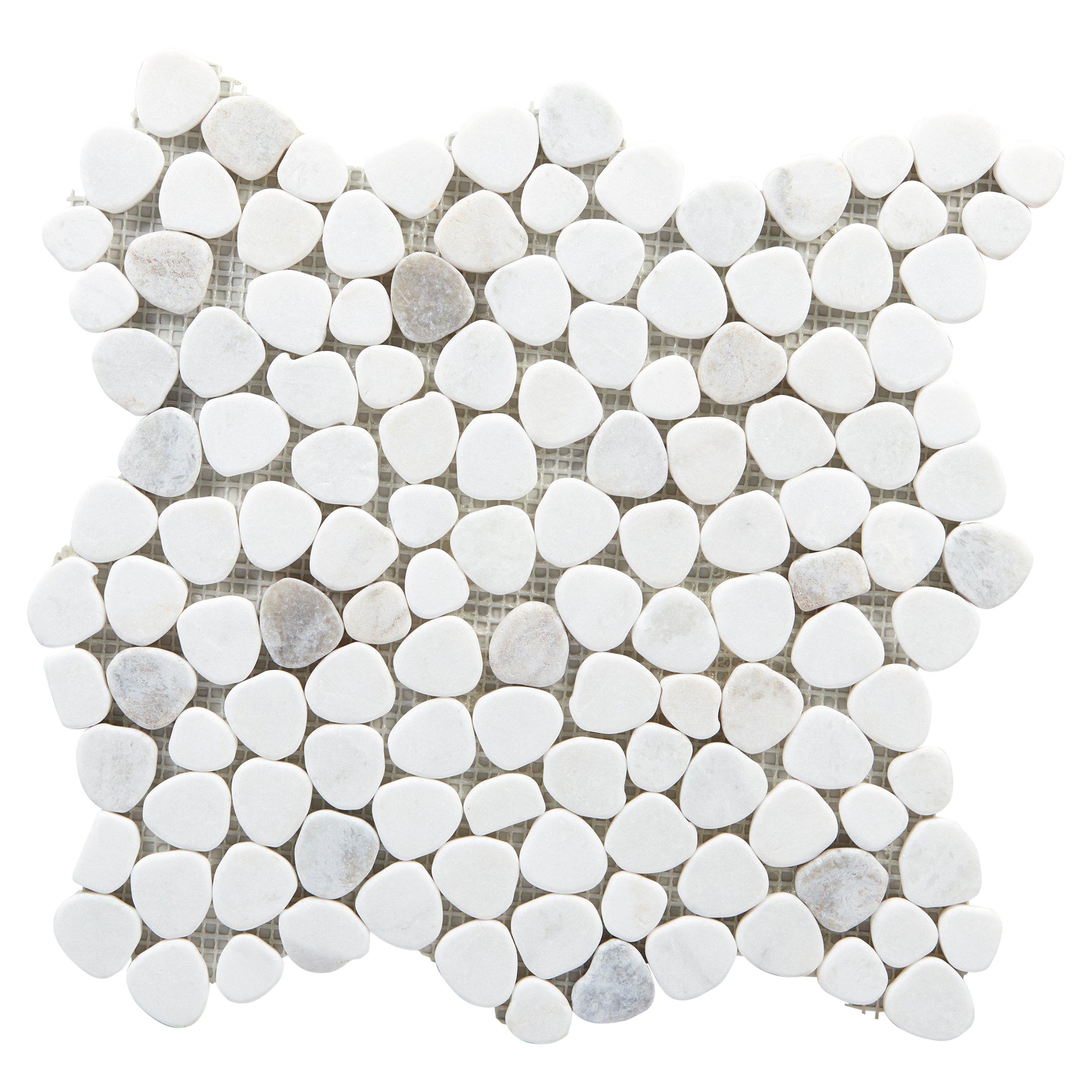 Bianco Orion Marble Honed Pebble Mosaic