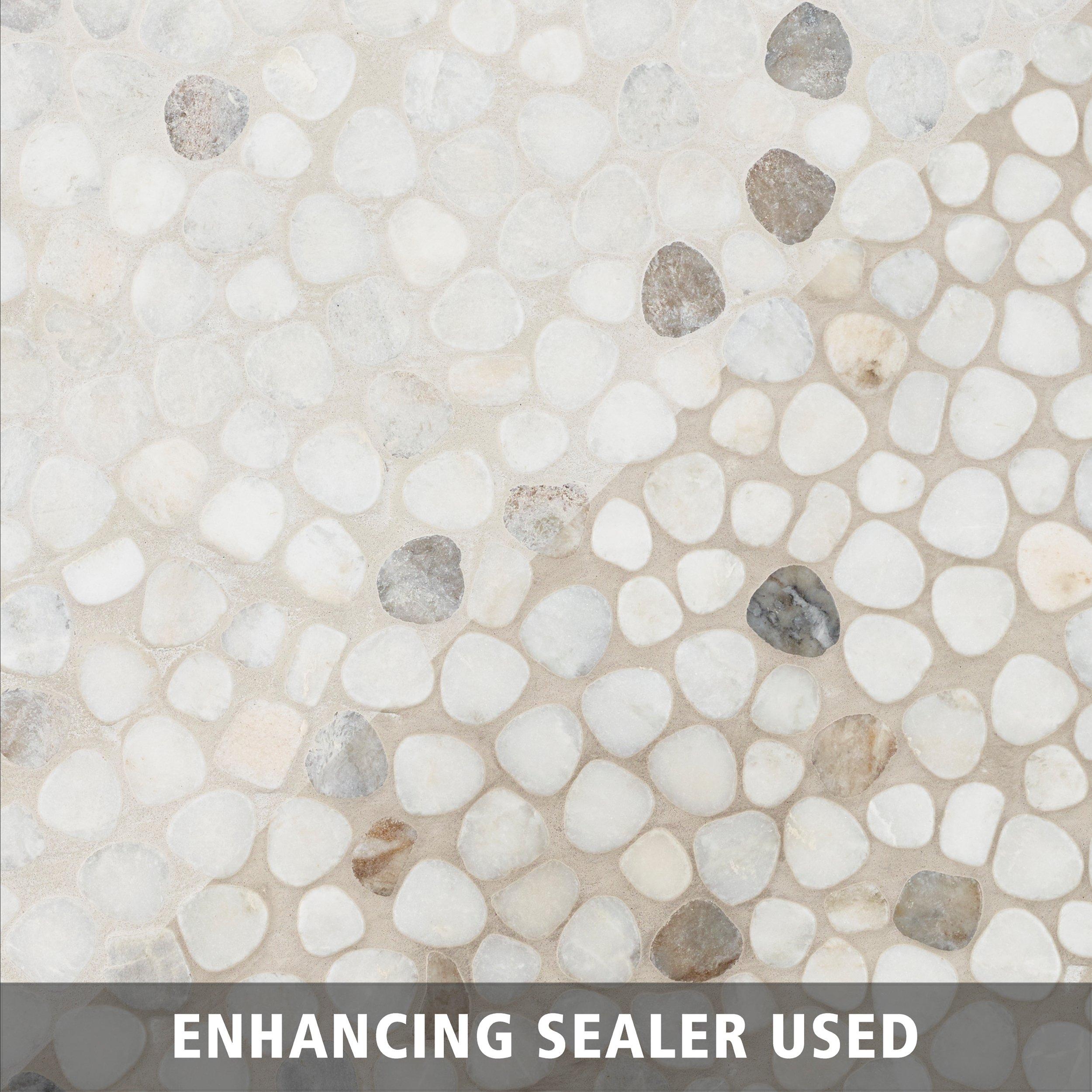 Bianco Orion Pebble Honed Marble Mosaic