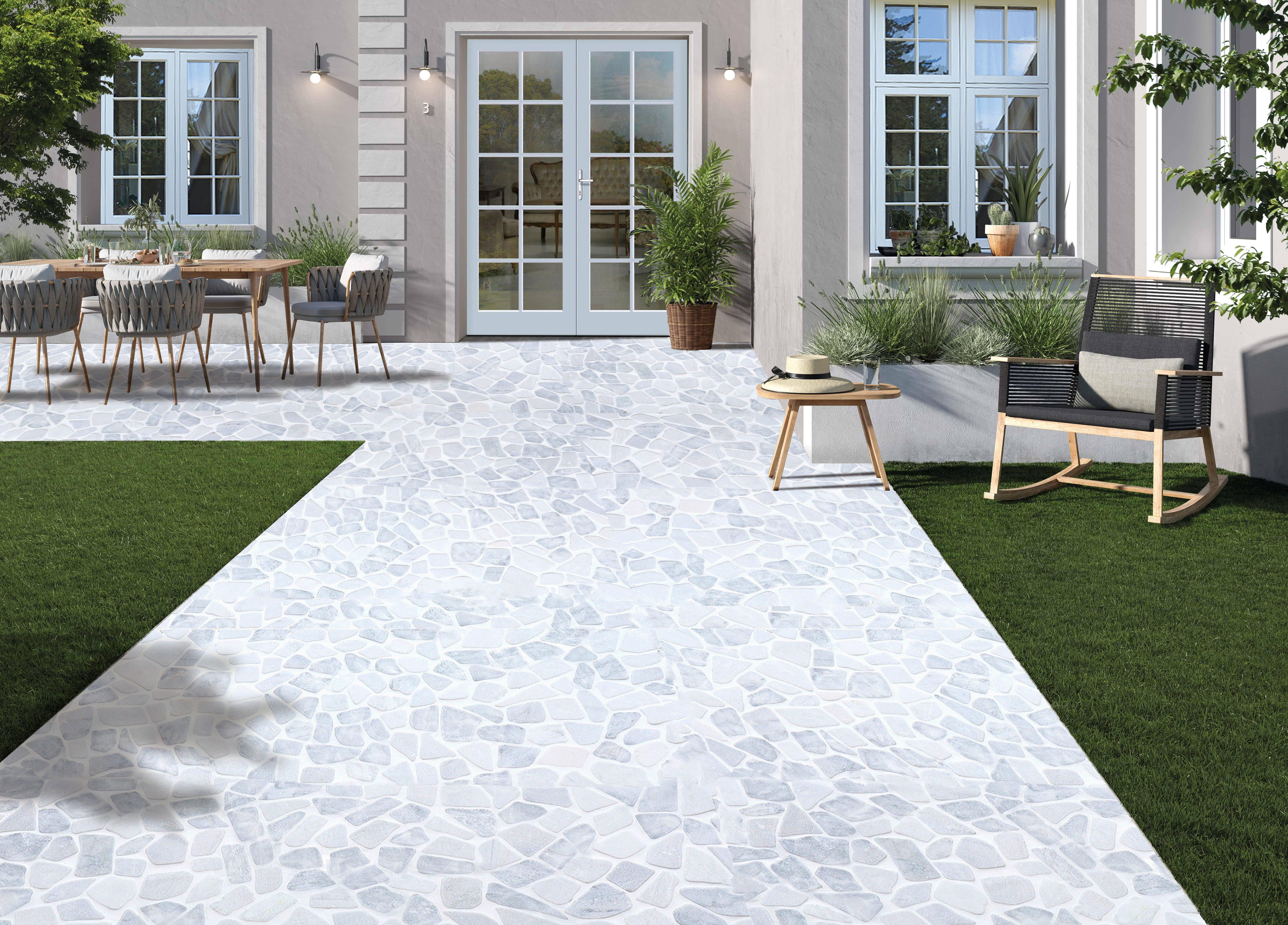 Masselina Honed Marble Pebble Mosaic