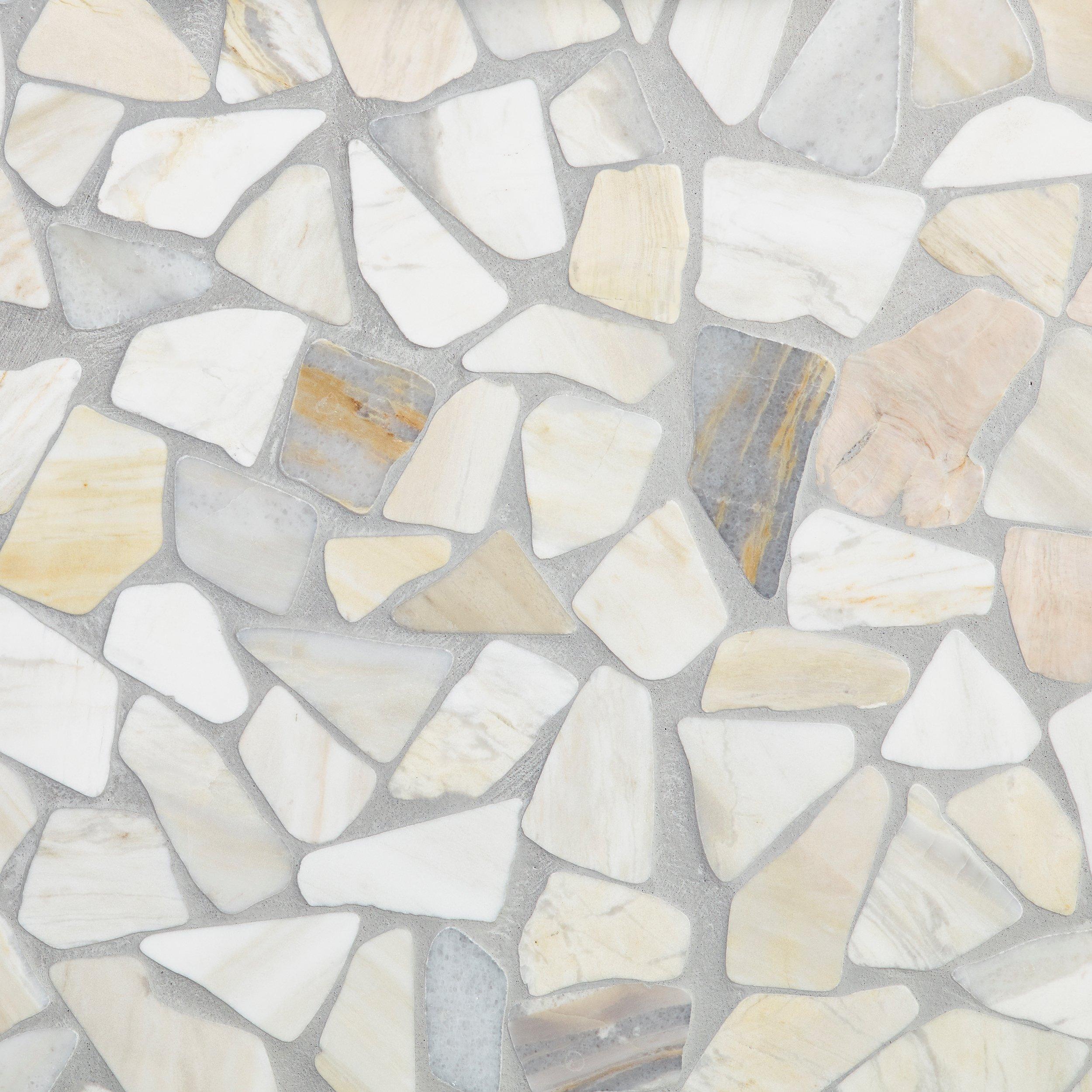 Sienna Sunset Pebble Polished Marble Mosaic