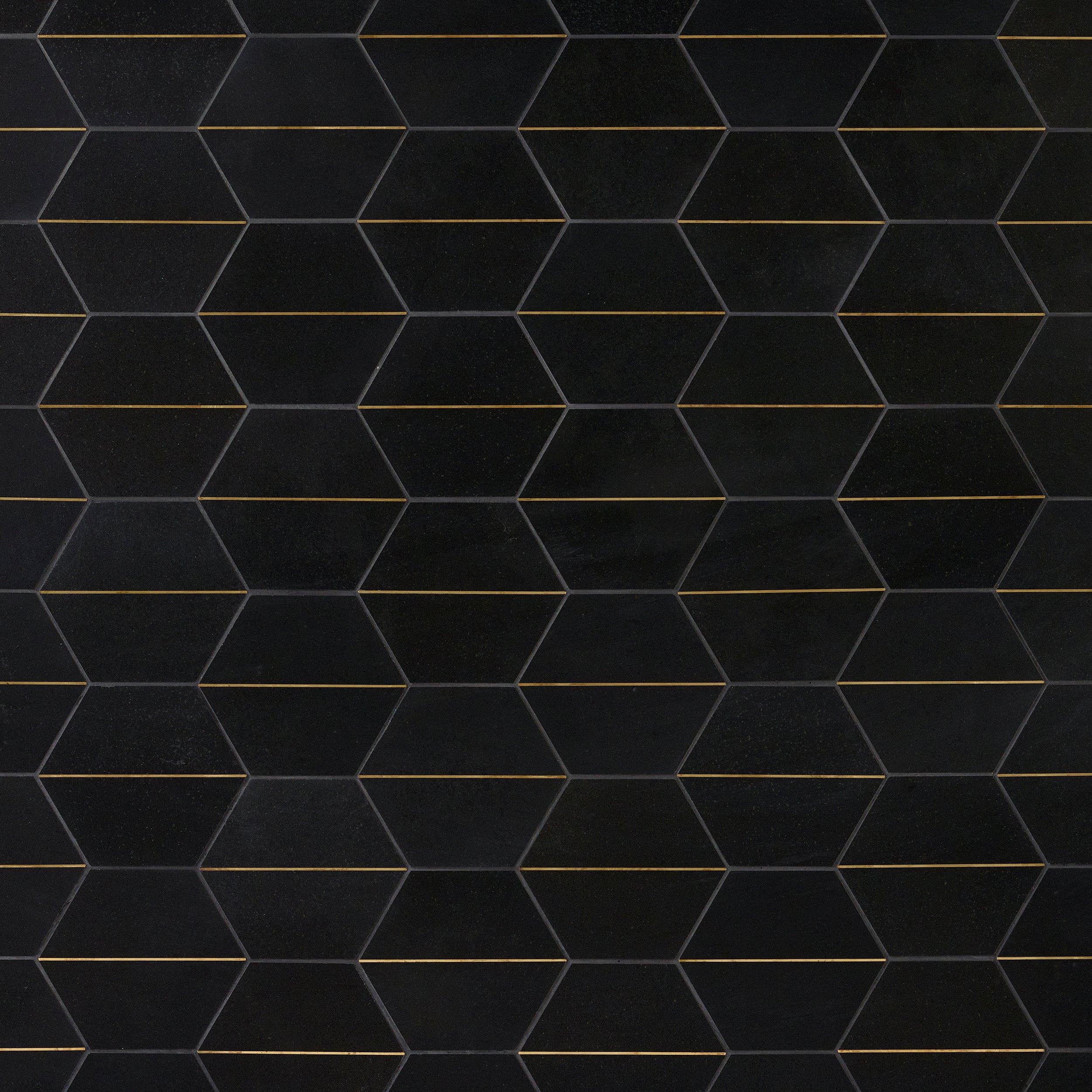 Maravilla Basalt 6in Hexagon Gold Tile