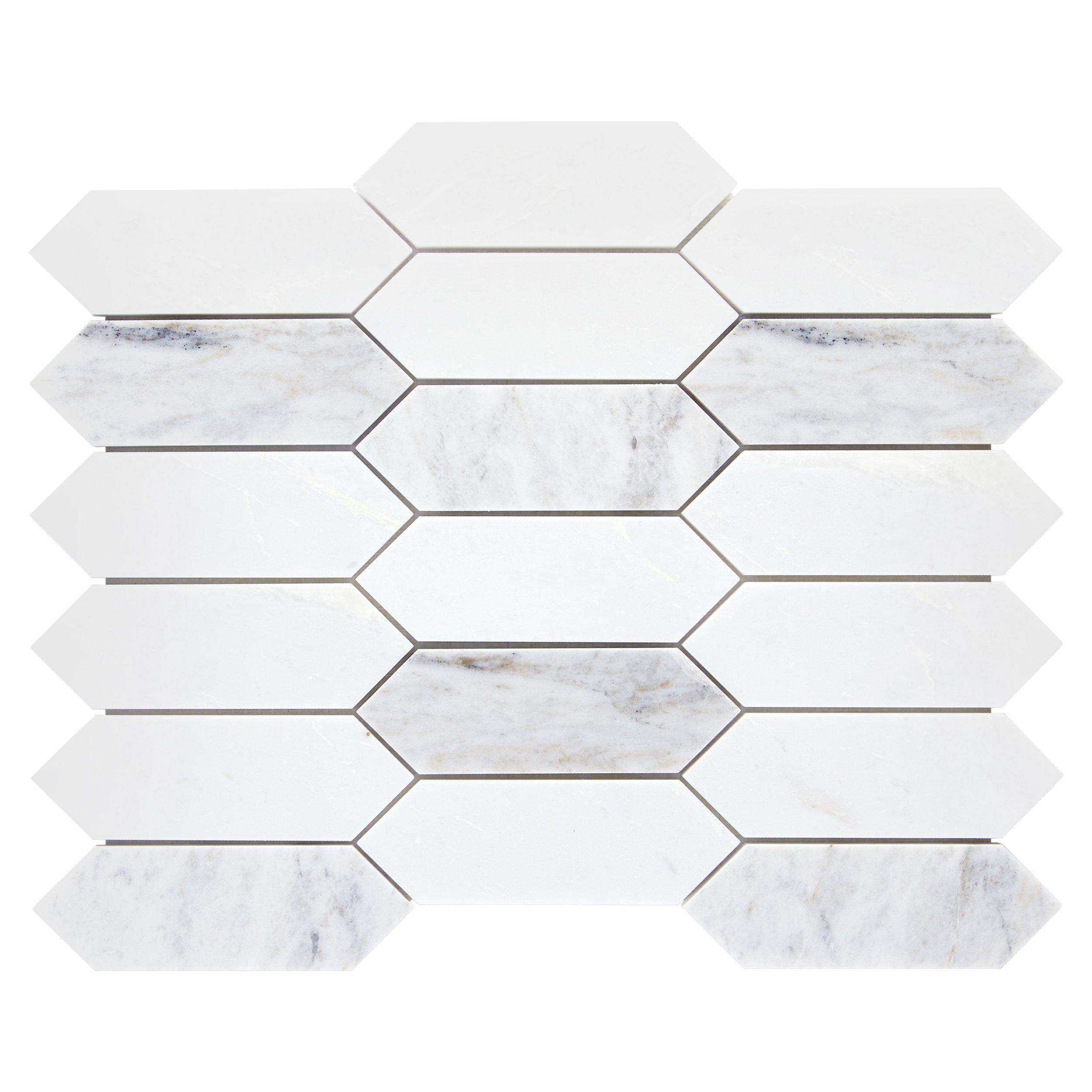 Bianco Orion Picket Polished Marble Mosaic