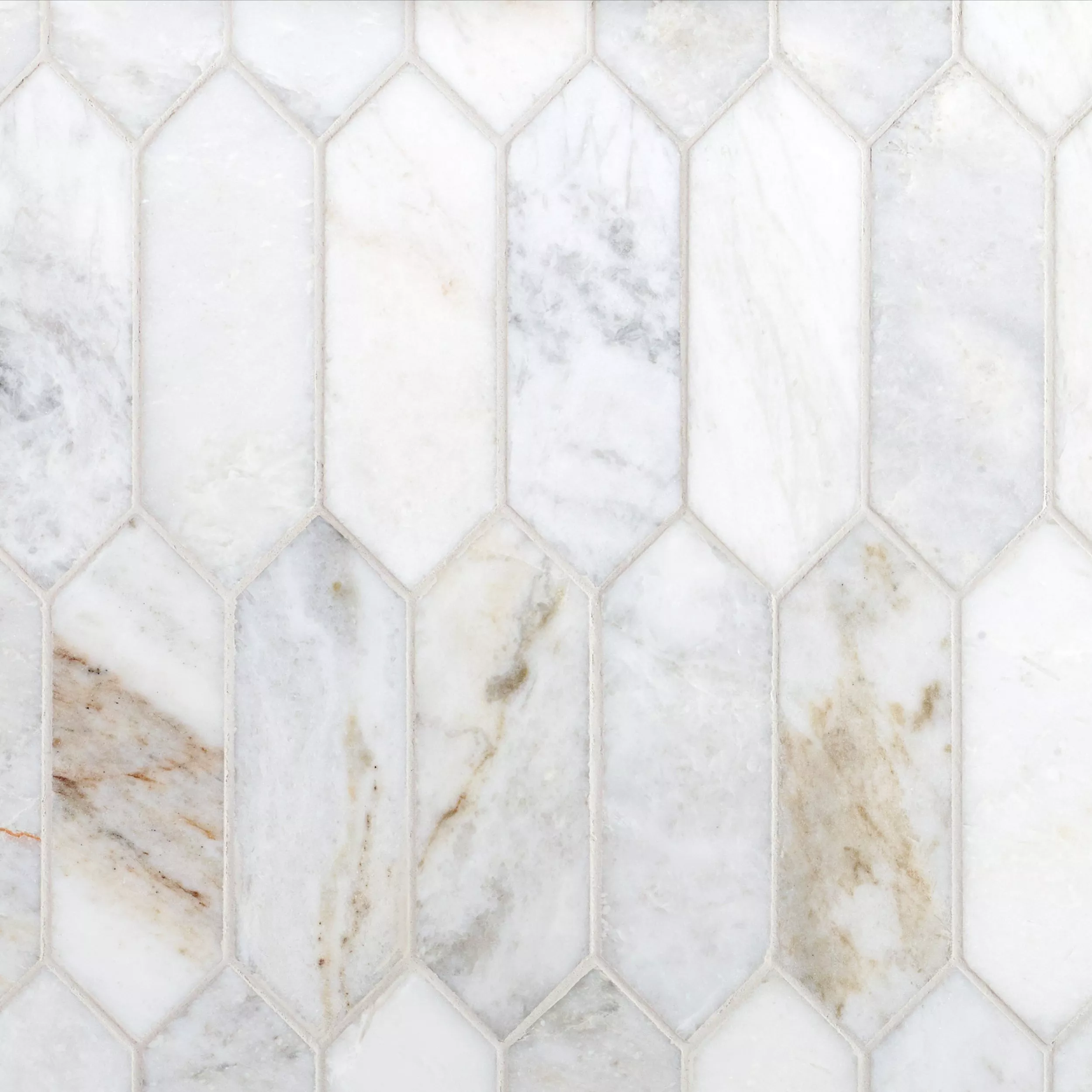 Bianco Orion Picket Polished Marble Mosaic | Floor and Decor