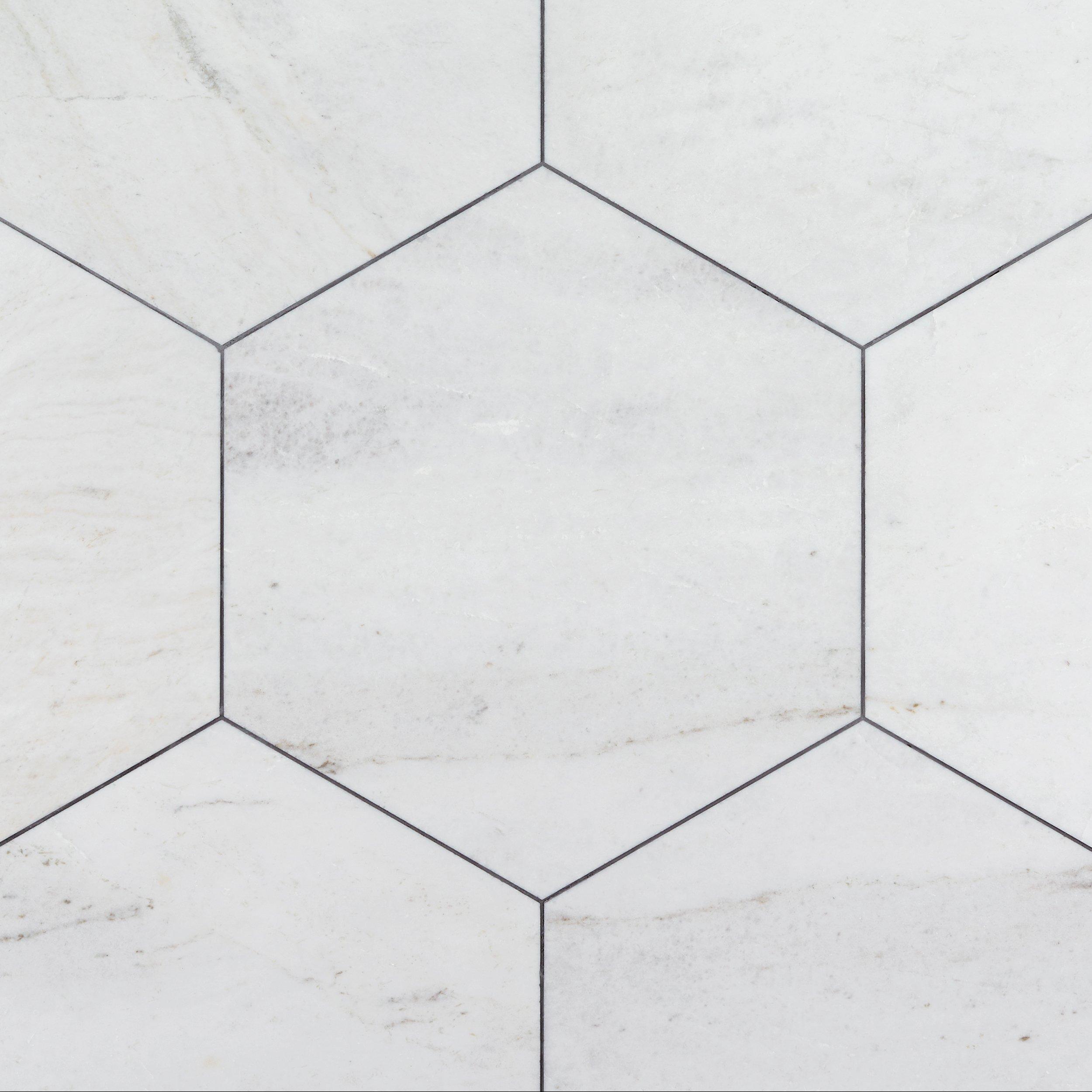 Bianco Orion 24 in Hexagon Polished Marble Tile