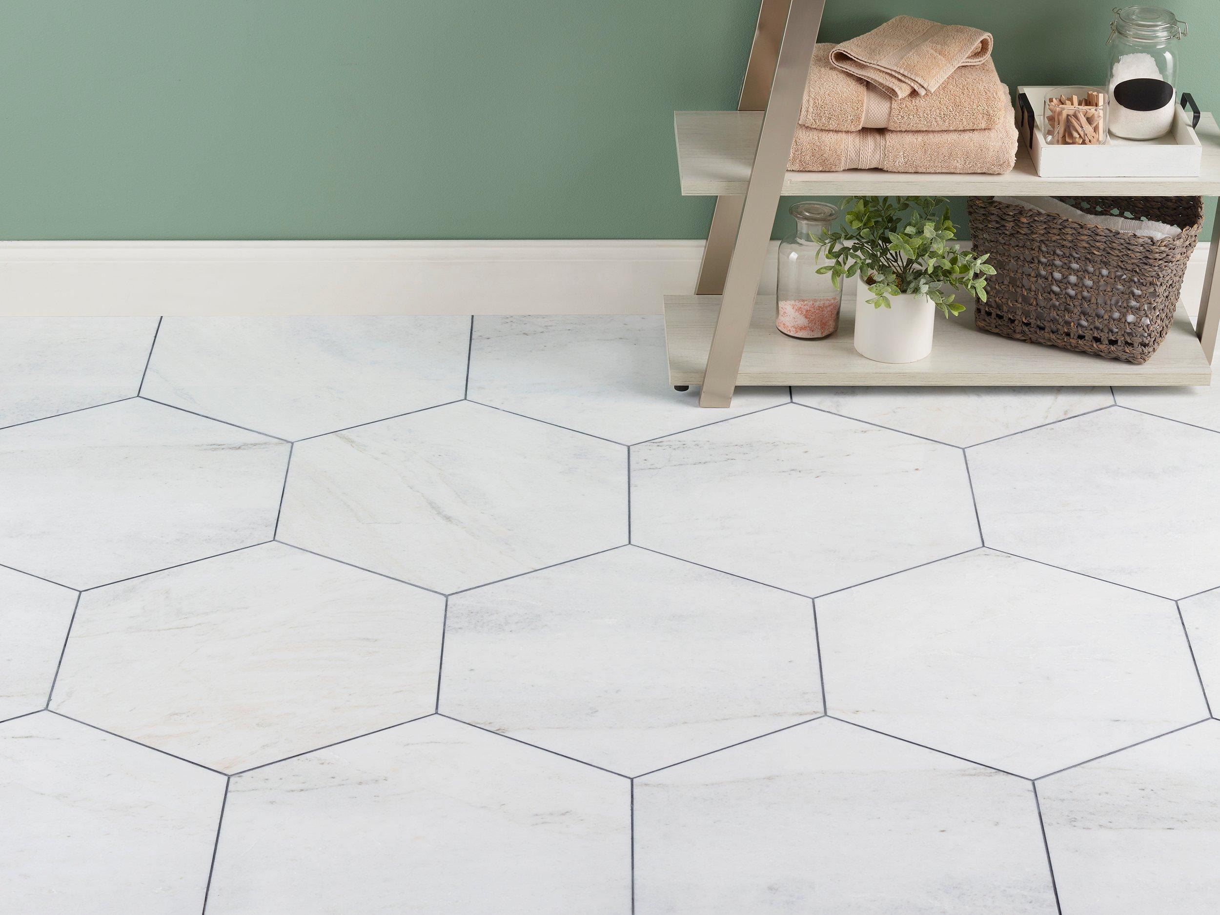Bianco Orion 24 in Hexagon Polished Marble Tile