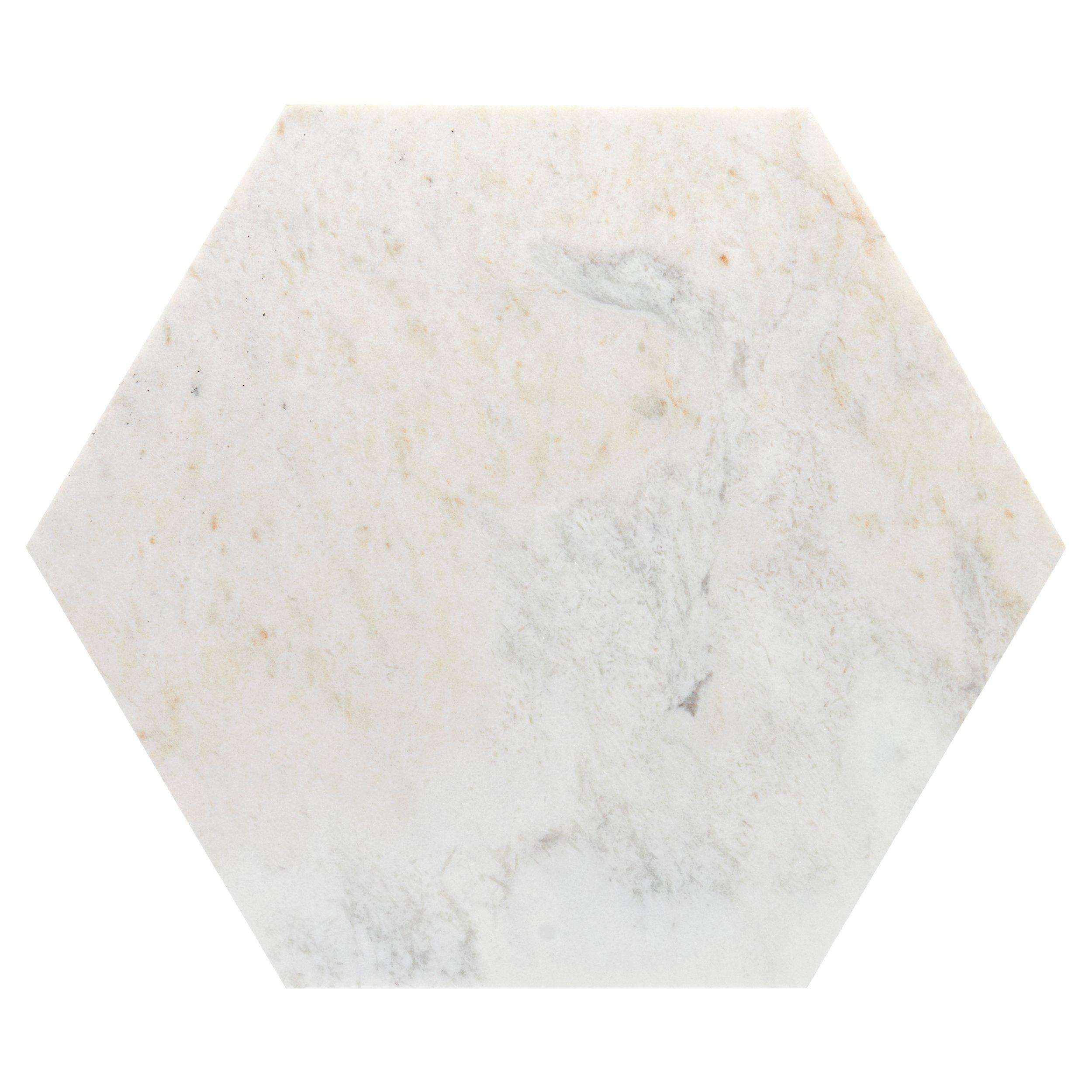 Bianco Orion 18 in Hexagon Polished Marble Tile