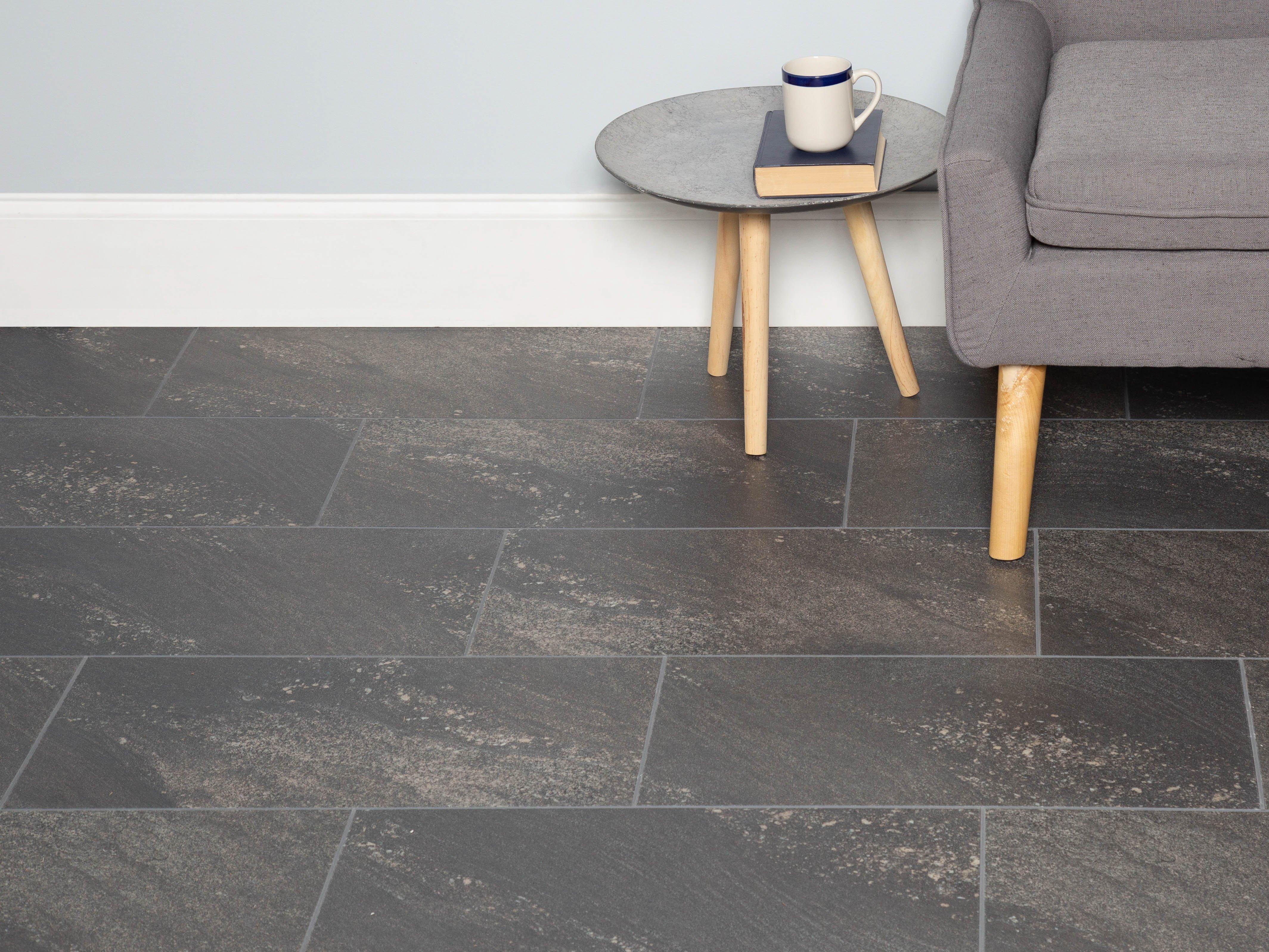 Black Marble Luxury Vinyl Tile - Cork Back