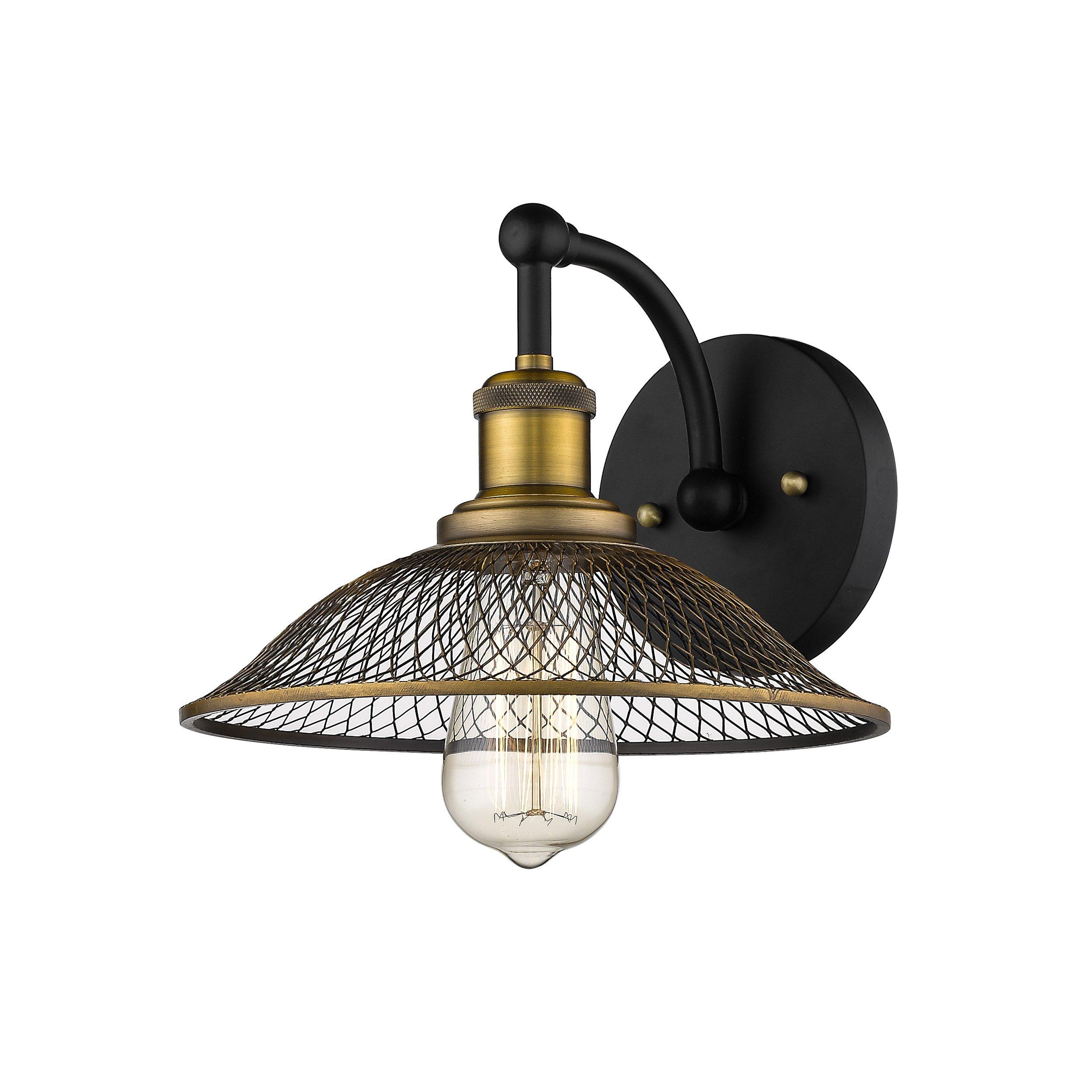 Flynn Matte Black and Brushed Bronze Single Sconce | Floor and Decor