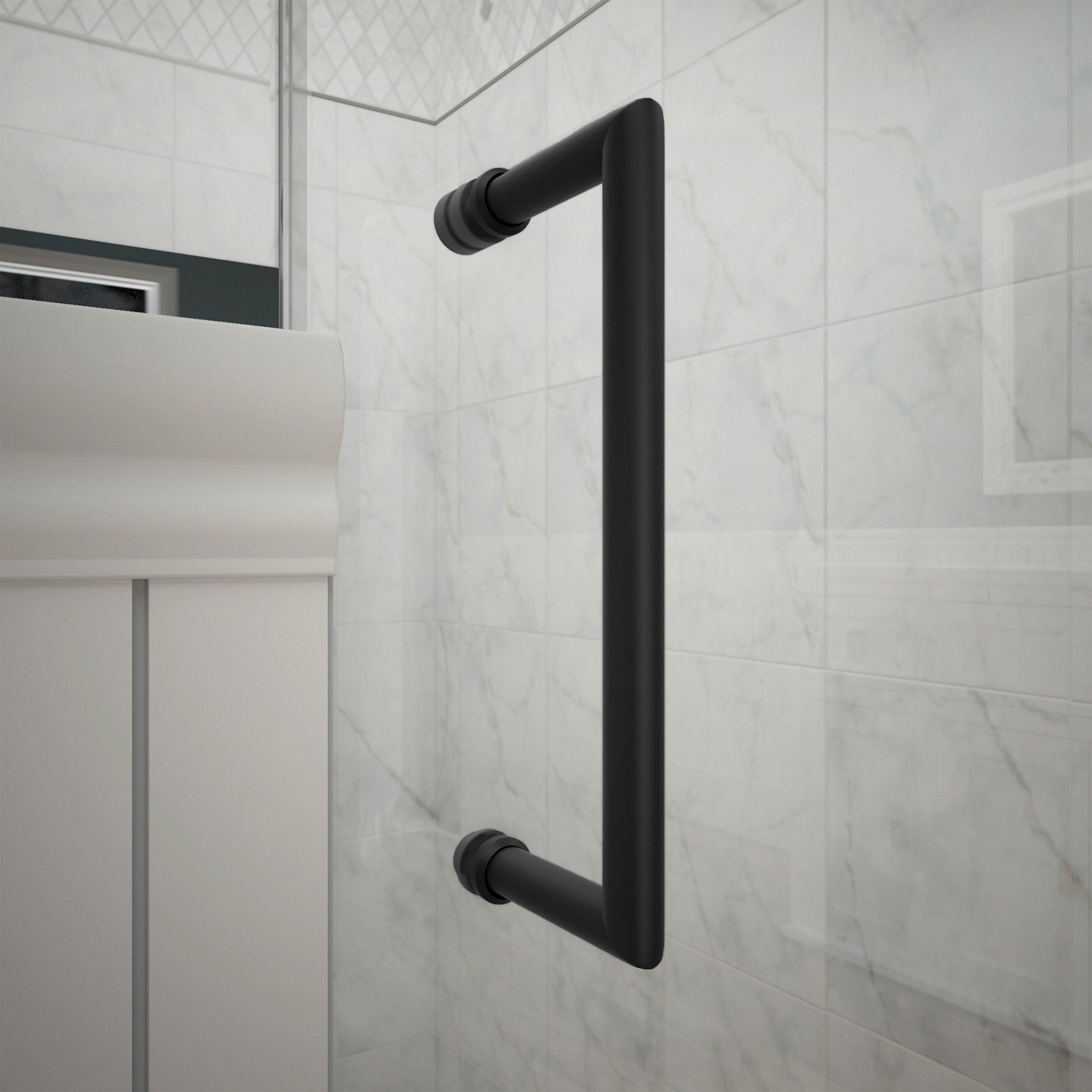 Unidoor Toulon Satin Floor | and Shower Black Hinged Decor Door