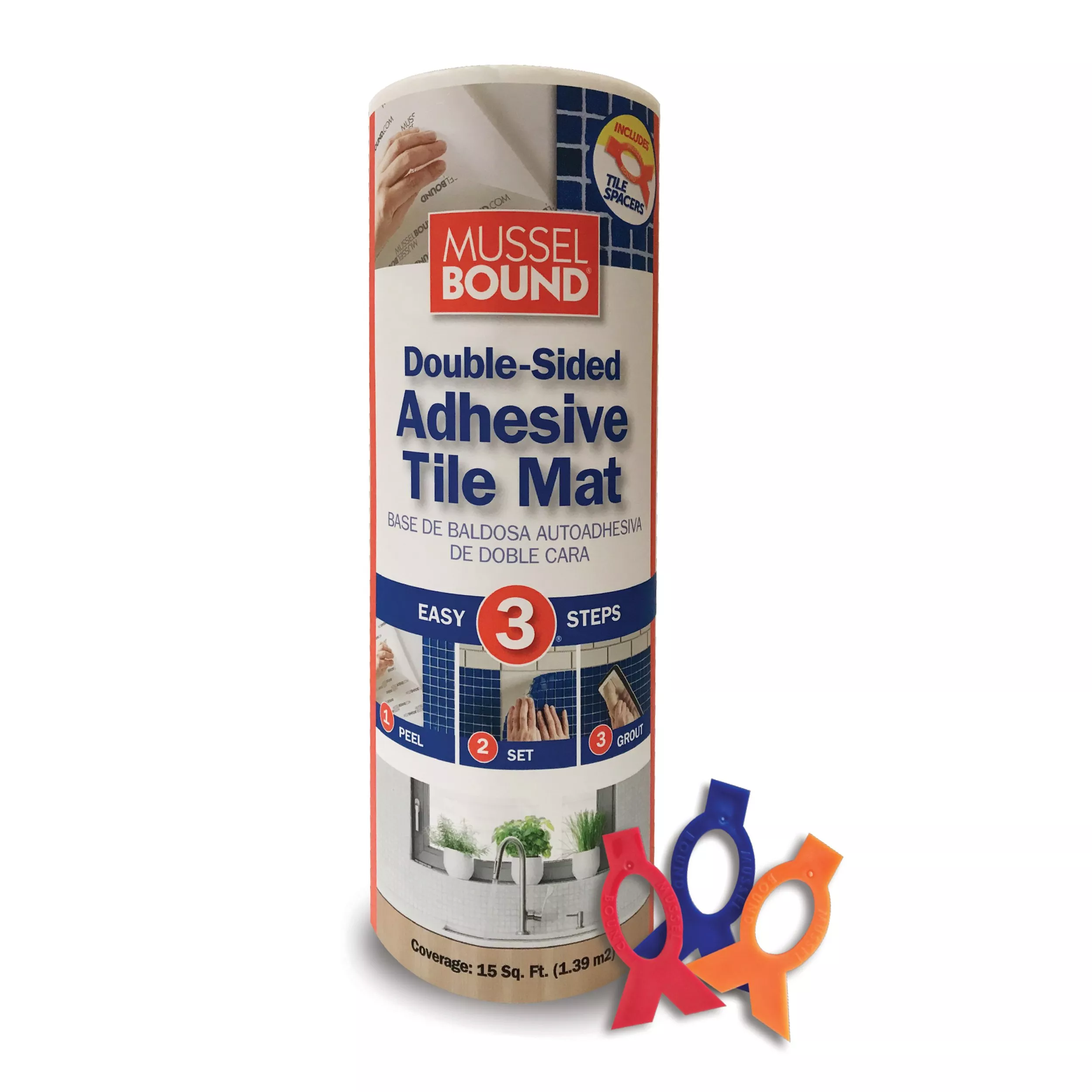 MusselBound Adhesive Tile Mat with Spacers Floor and Decor