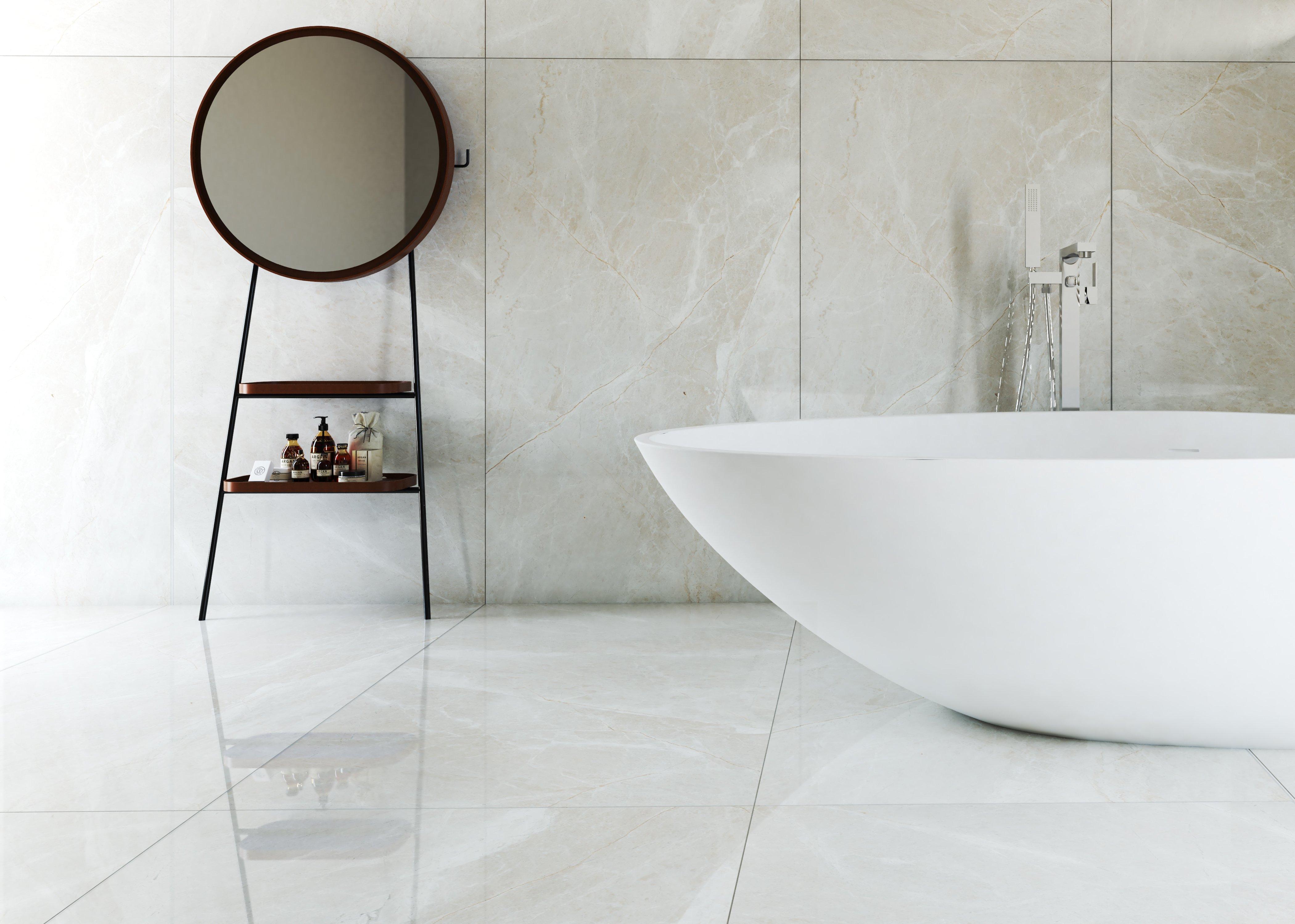 Anderson White Polished Floor Tiles - Tiles from Tile Mountain