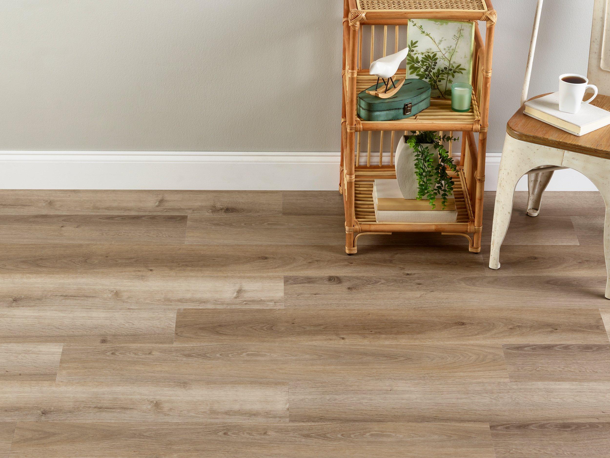 Duralux Performance | Barns Creek Oak Rigid Core Luxury Vinyl Plank - Foam Back, 5 mm, Beige - Floor & Decor