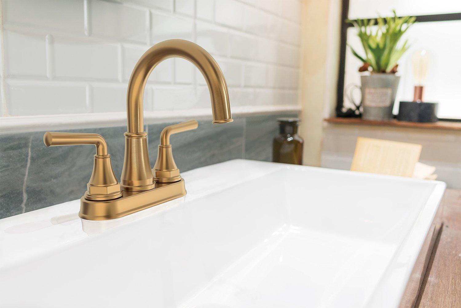 Tano 4 in. Center Set Brushed Gold Bath Faucet