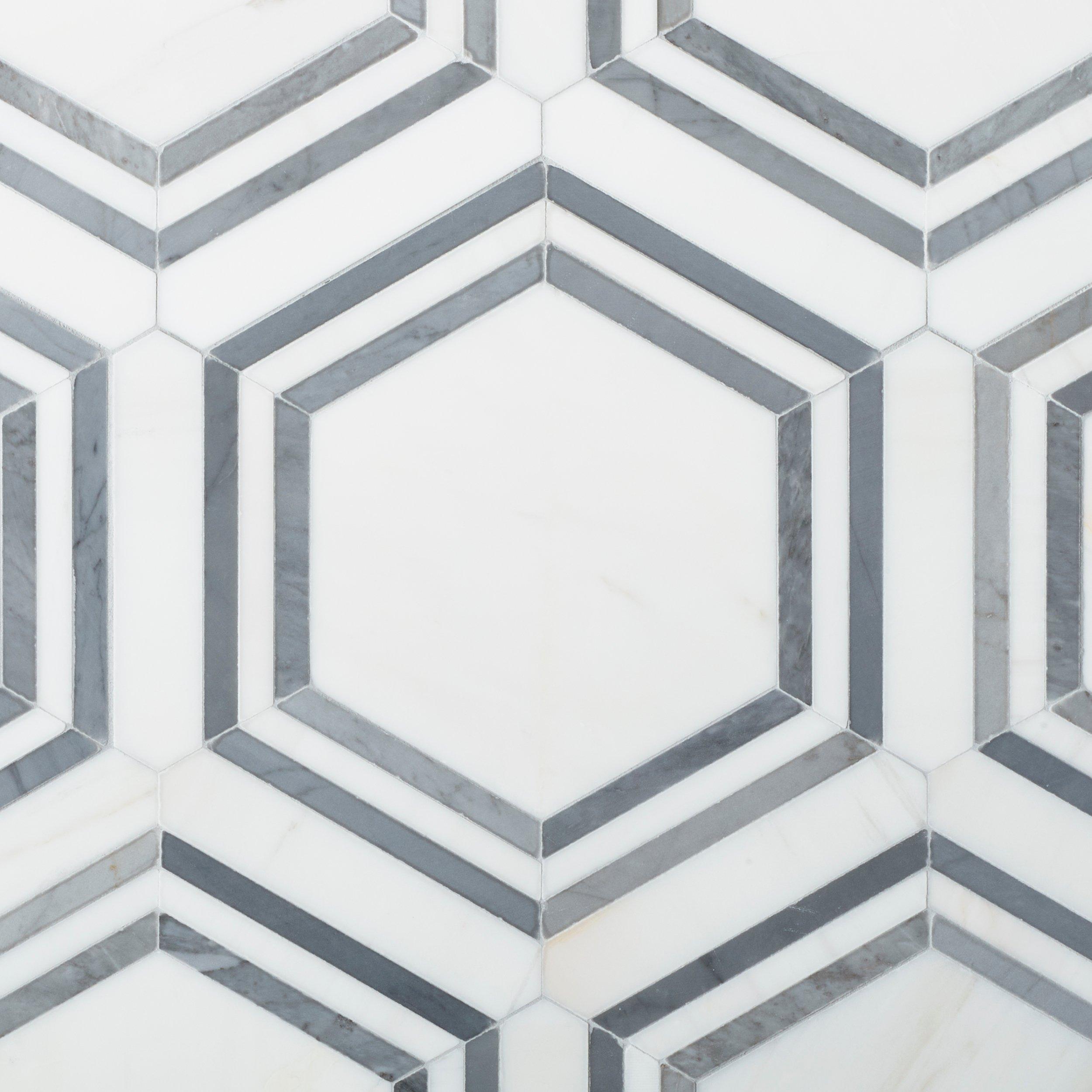 Dolomite Gray Framed Hexagon Marble Mosaic