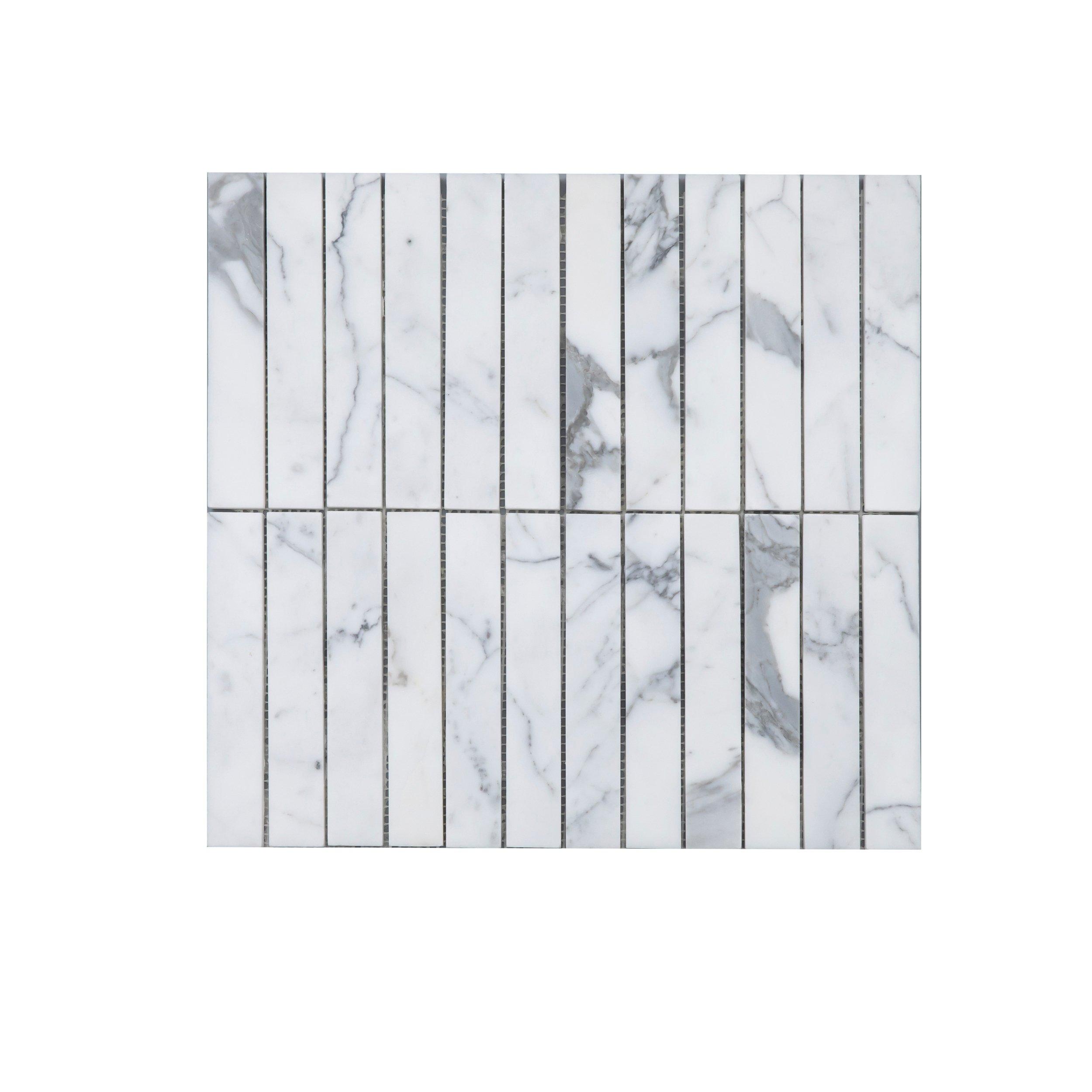Statuario Stack Honed Marble Tile