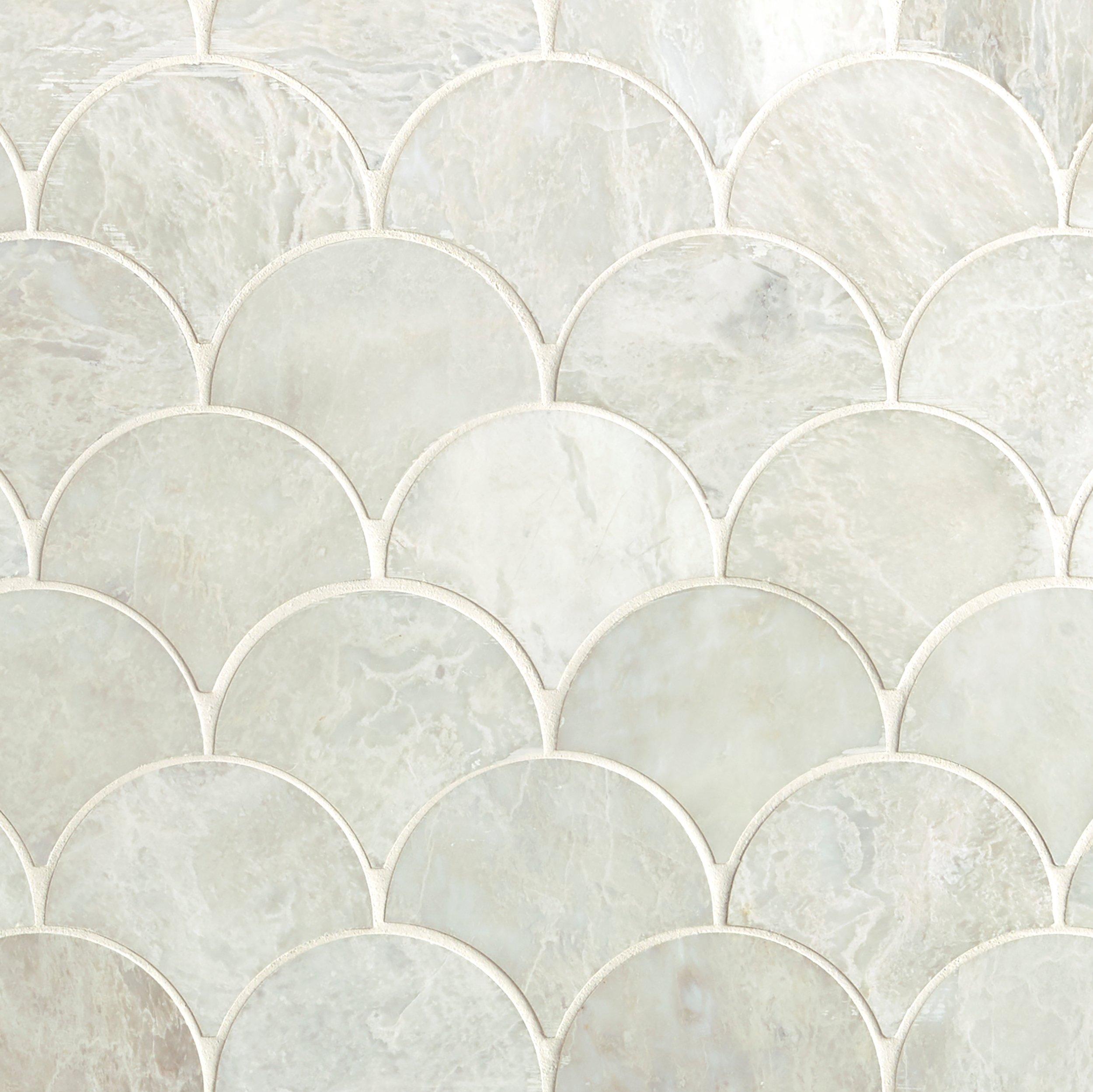 Iceberg Fan Honed Marble Mosaic