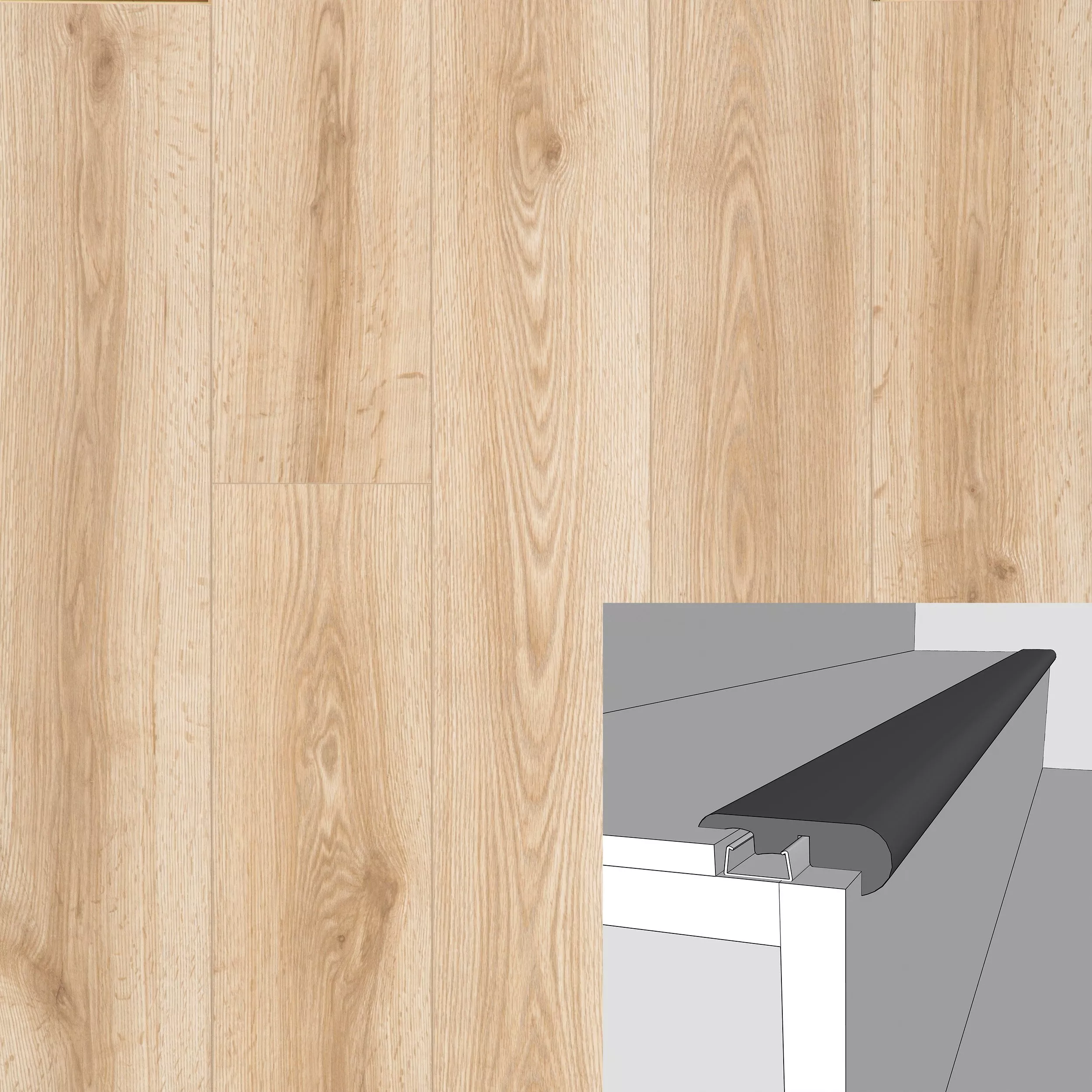 Lakeside Oak 94in. Laminate Overlapping Stair Nose