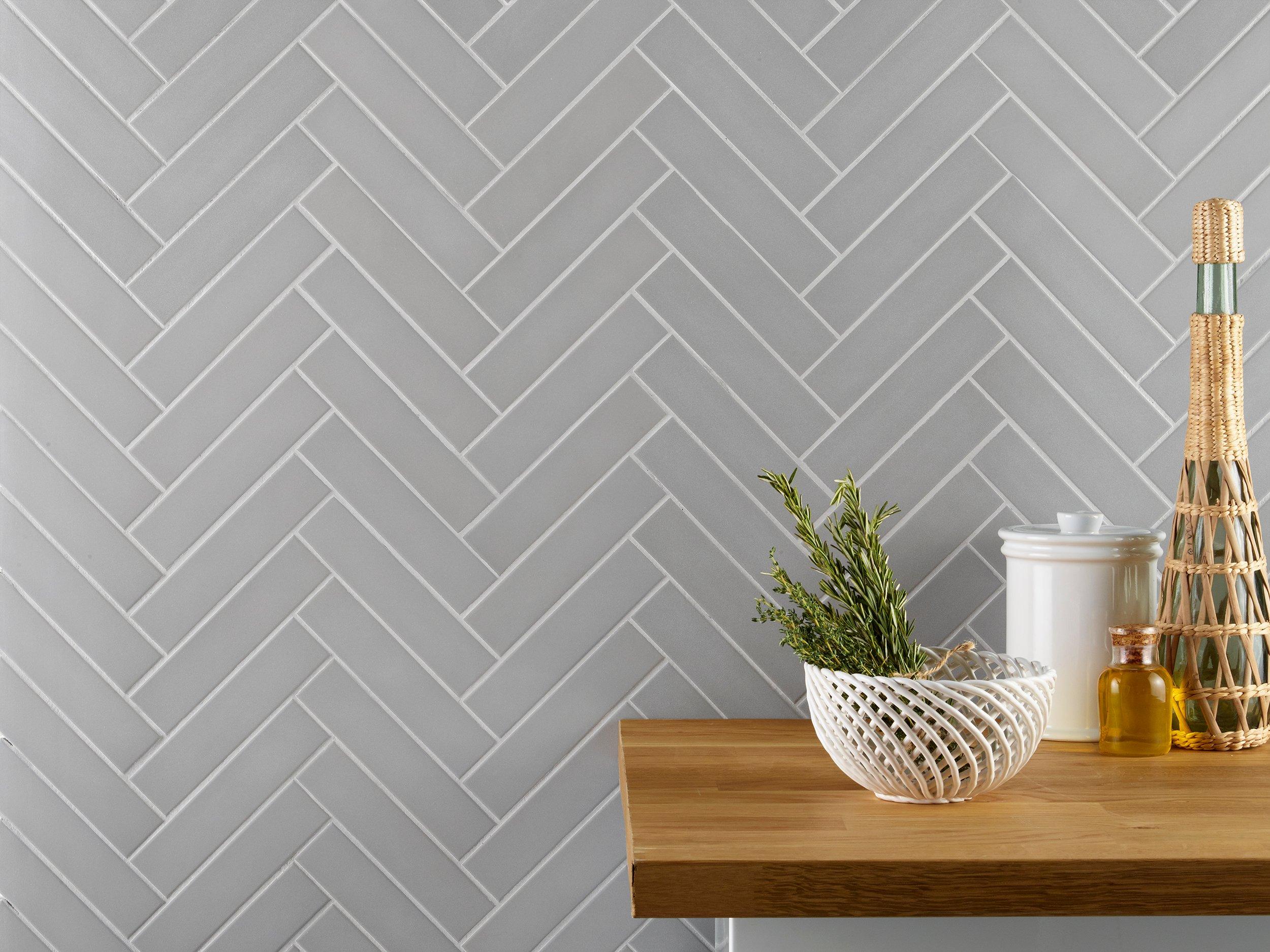 Unglazed Gray Herringbone Porcelain Mosaic | Floor And Decor