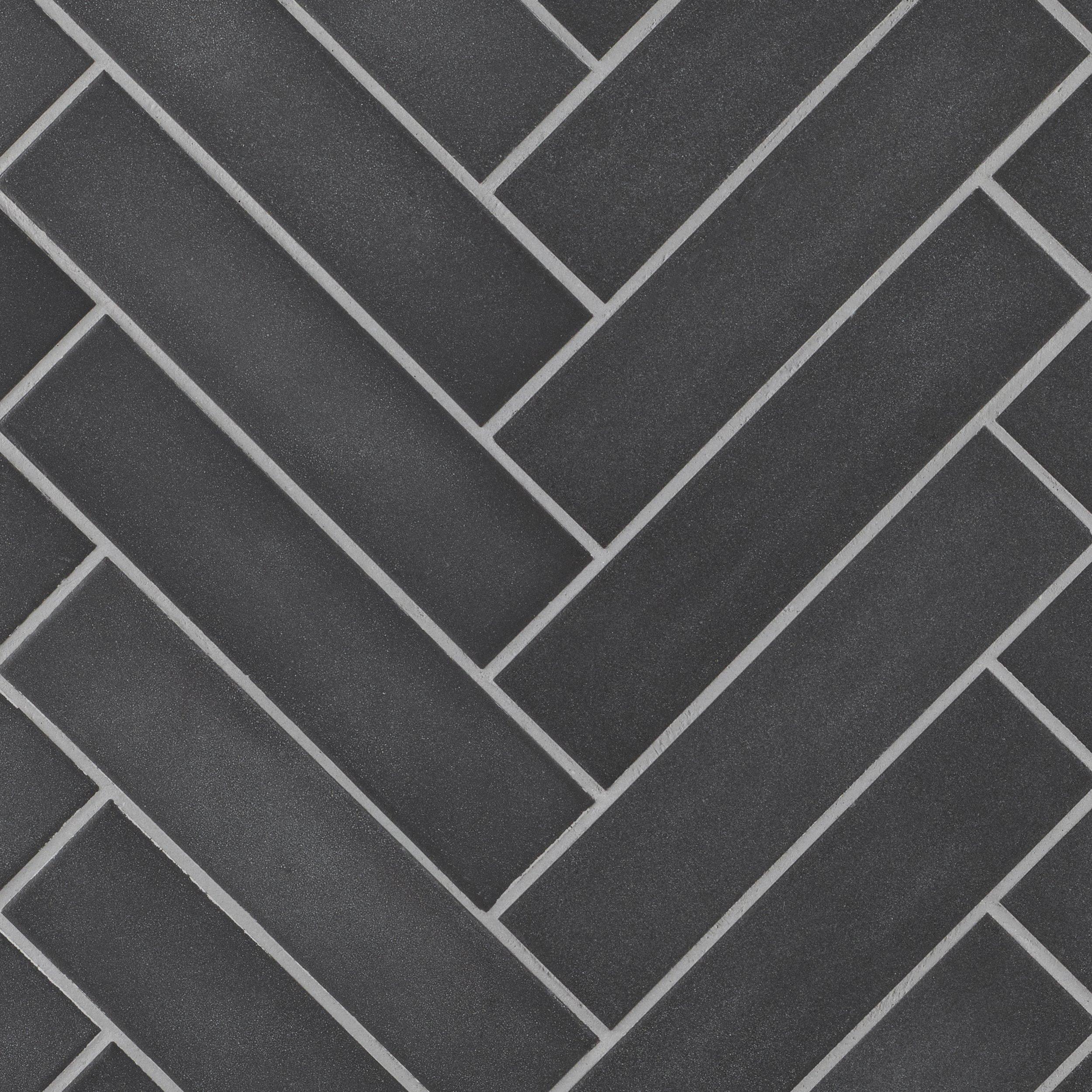 Unglazed Charcoal Herringbone Porcelain Mosaic