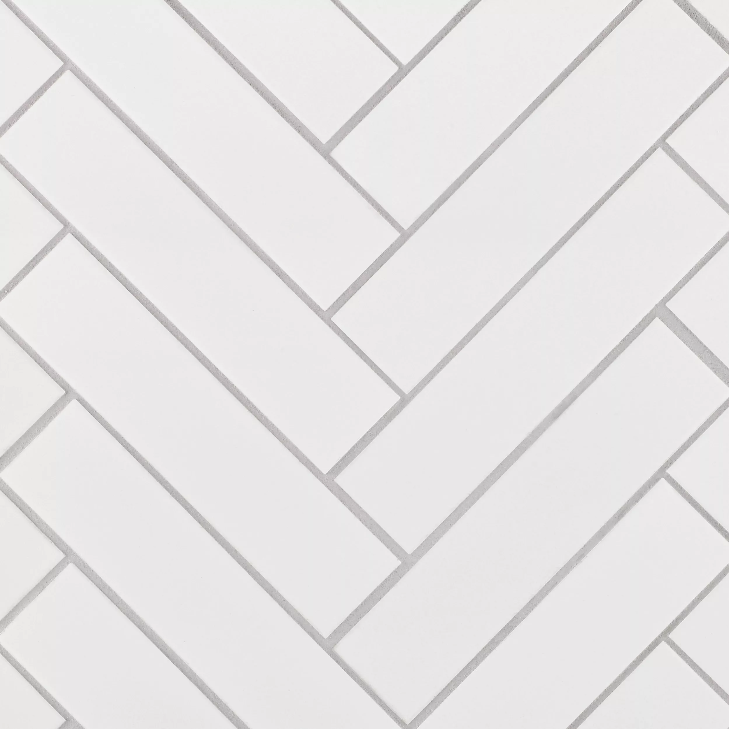 Unglazed White Herringbone Porcelain Mosaic