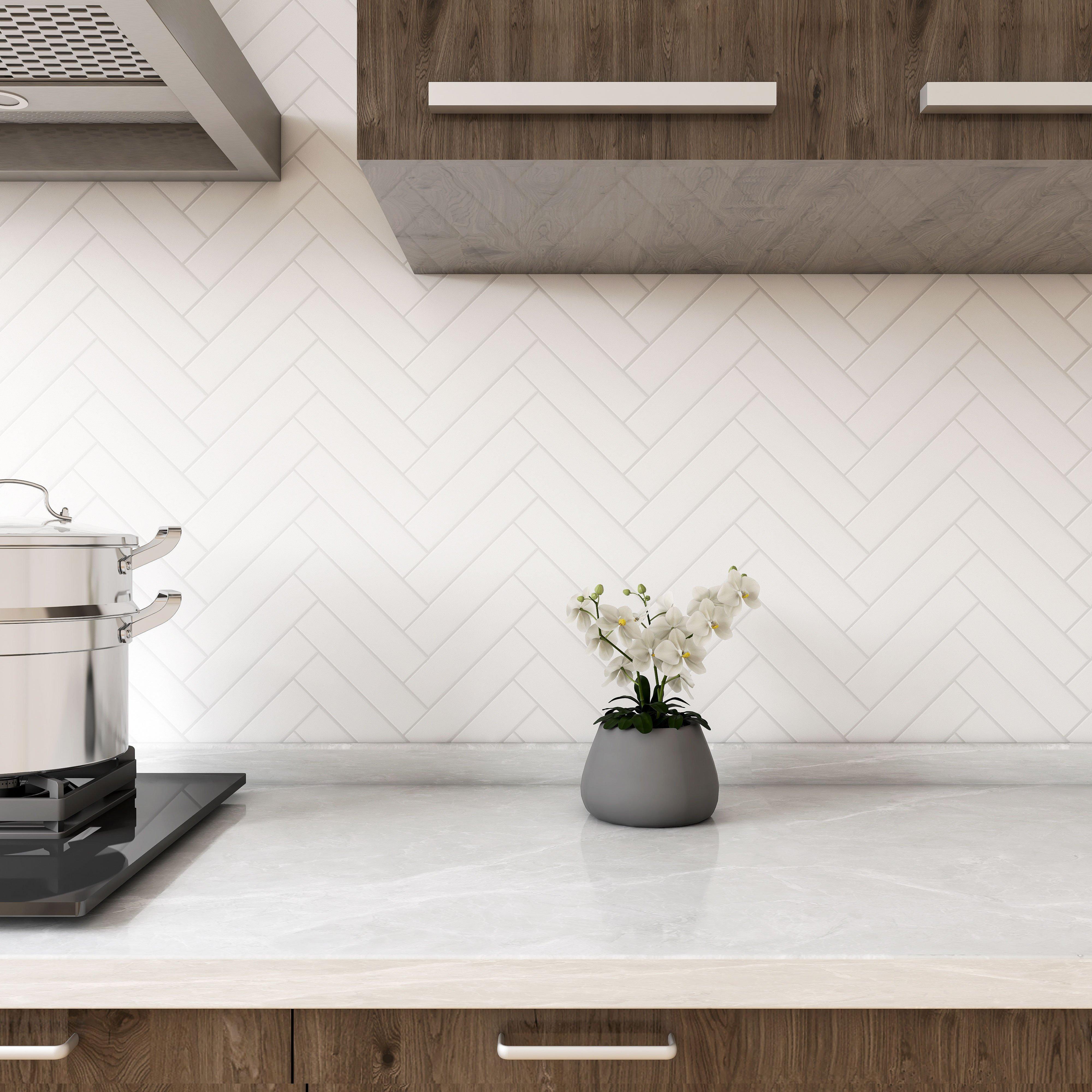 white porcelain tile stressed edge