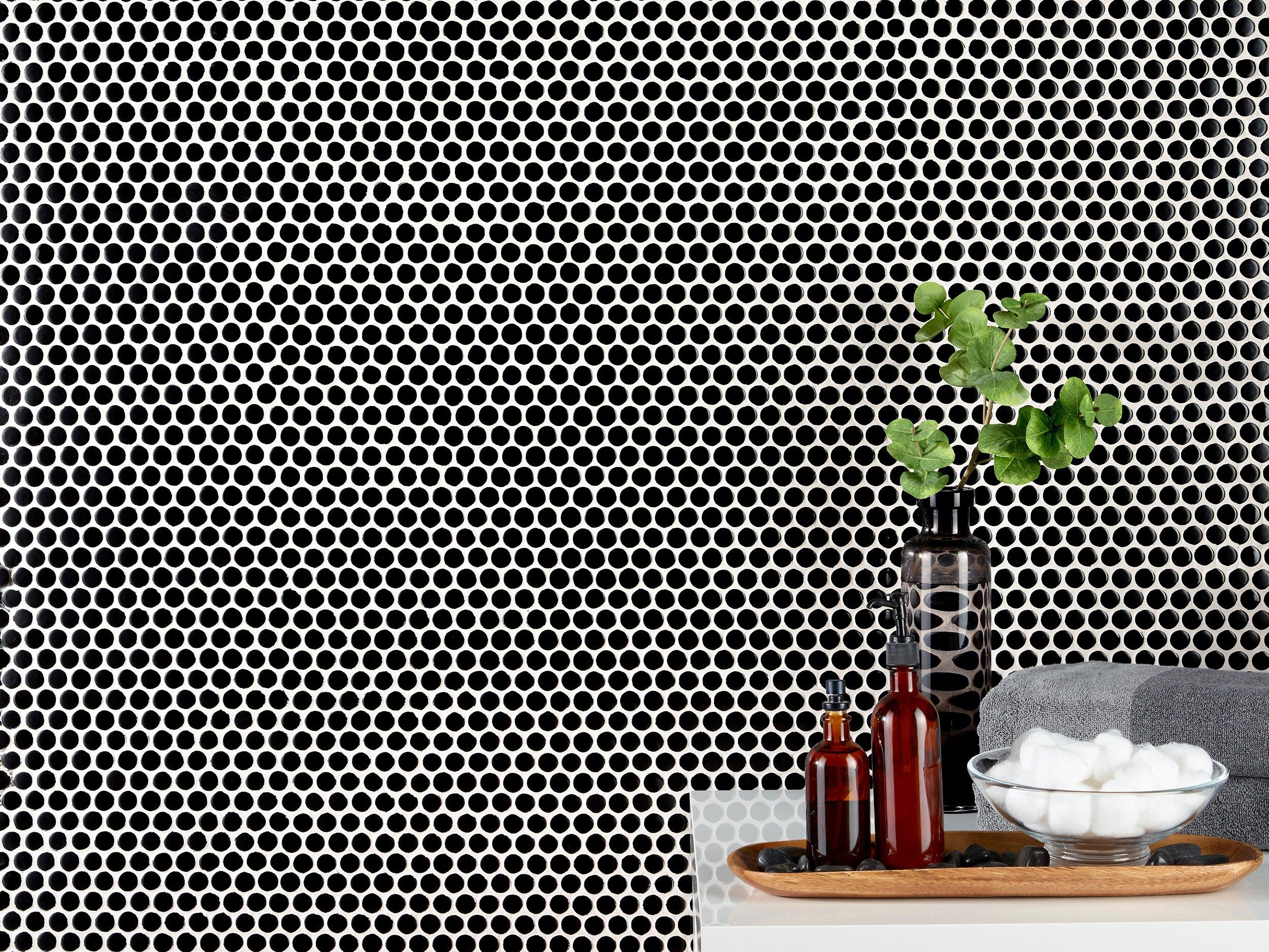 Raven Penny Mixed Finish Porcelain Mosaic