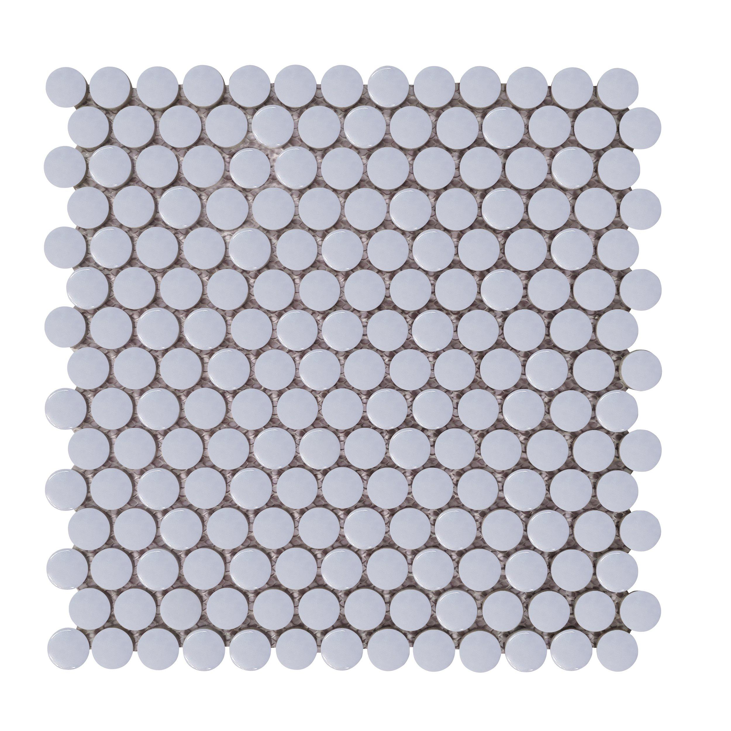 Ice Blue Penny Mixed Finish Porcelain Mosaic