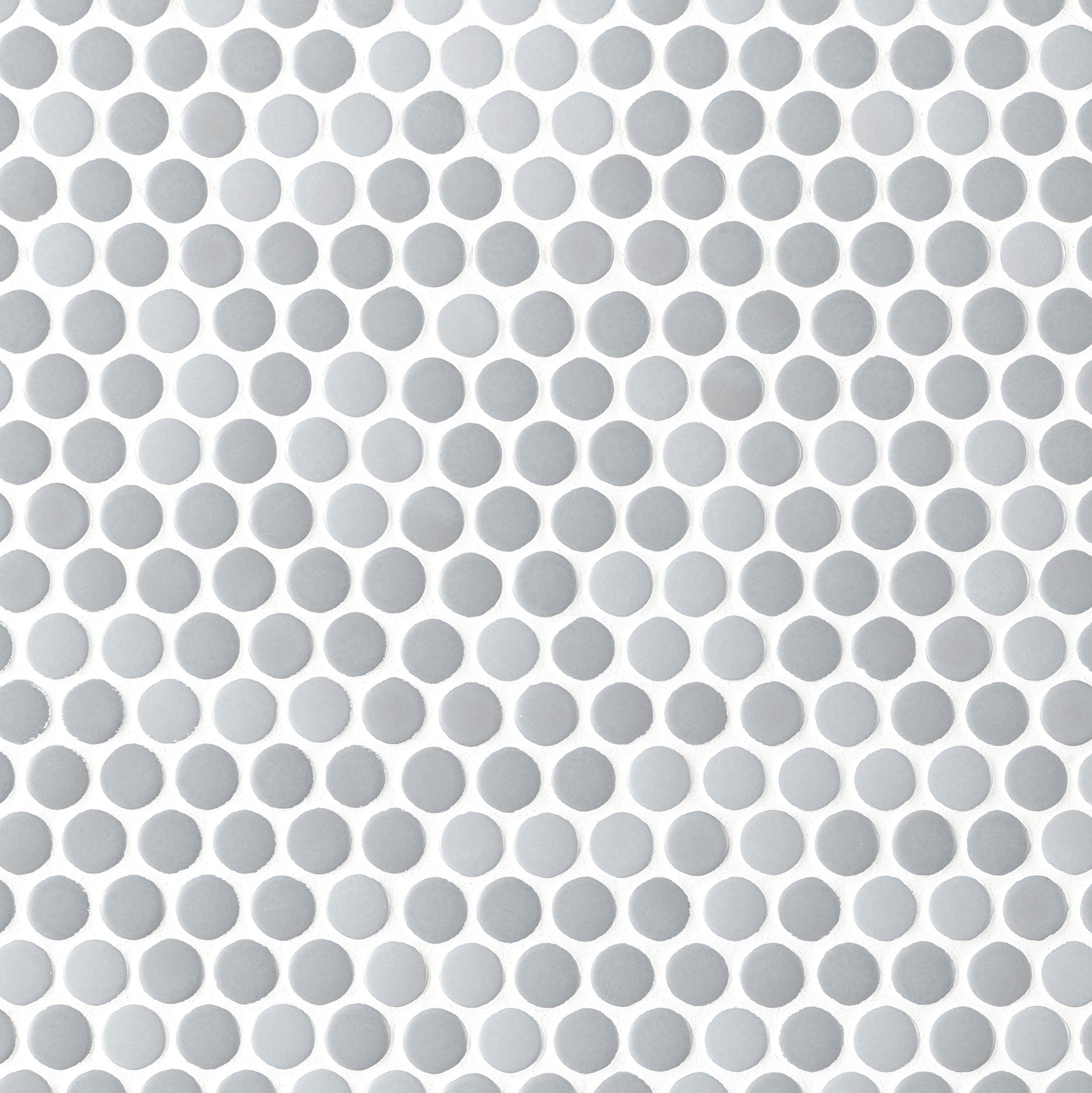 Ice Blue Penny Mixed Finish Porcelain Mosaic