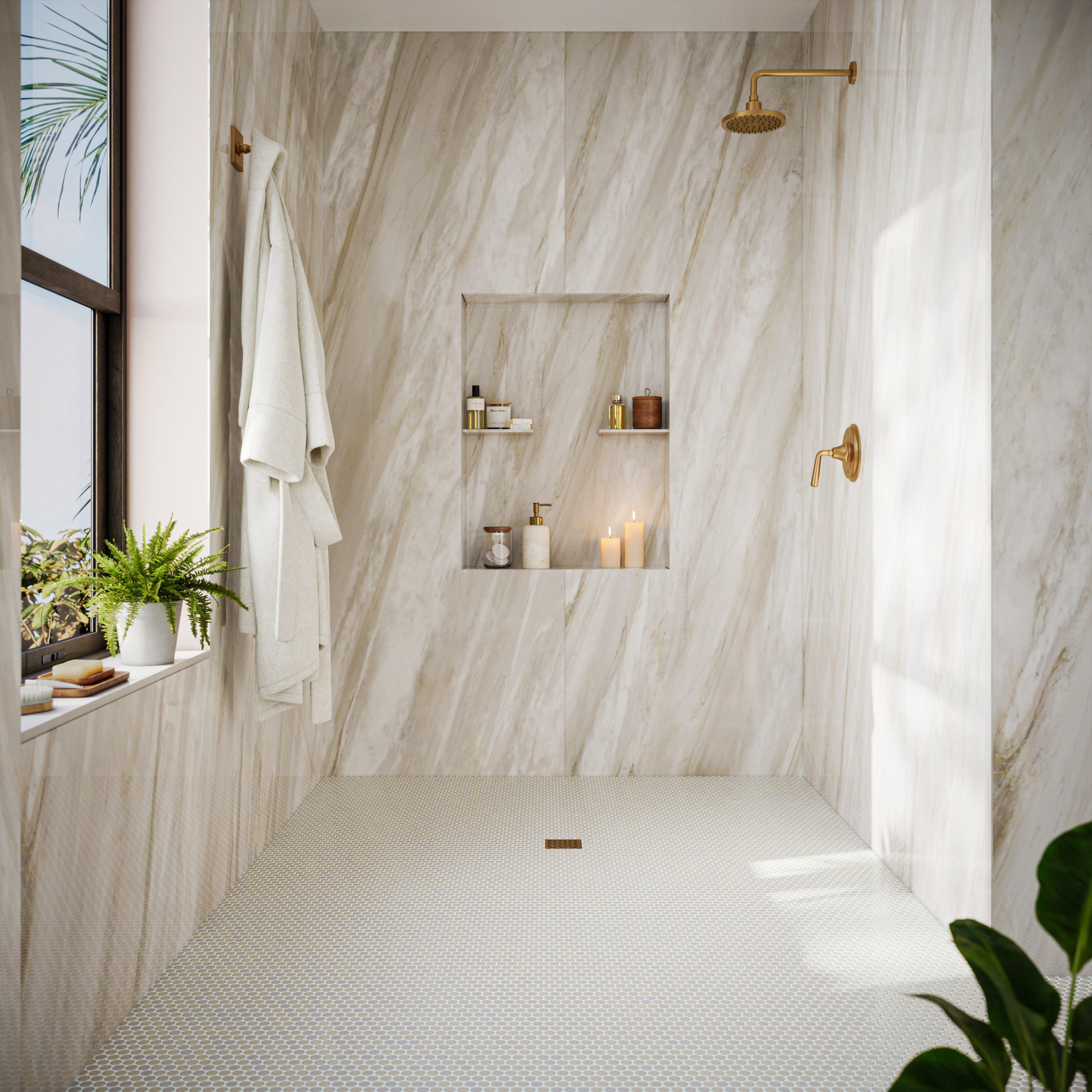 Cashmere Mixed Finish Porcelain Penny Mosaic