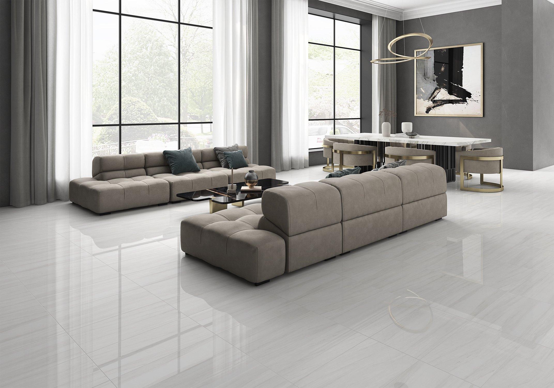 Belucci Bianca Polished Porcelain Tile White Tile Floor And Decor   100966621 Vendor0222 Tile Floor Living1 Room