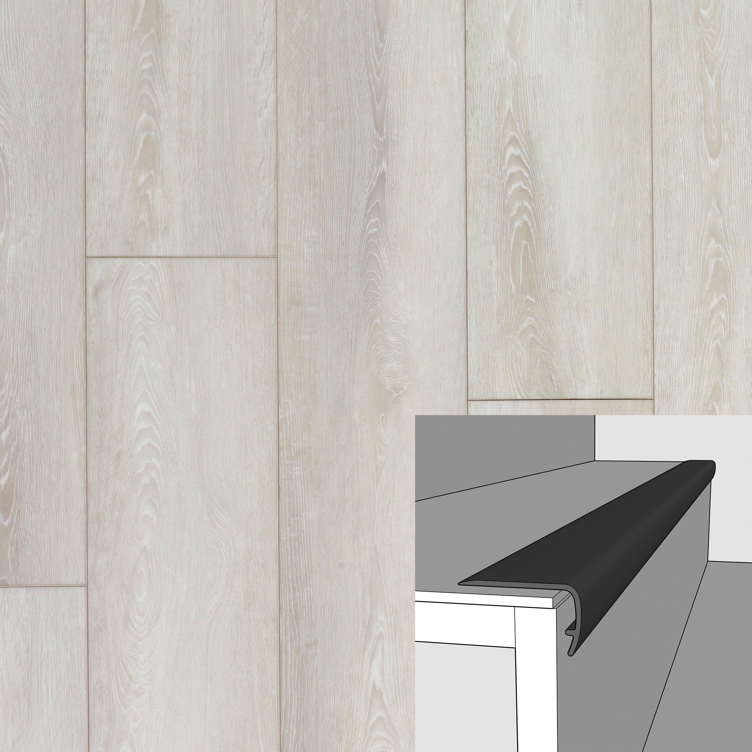 Chiffon Ceruse 94in. Vinyl Overlapping Stair Nose