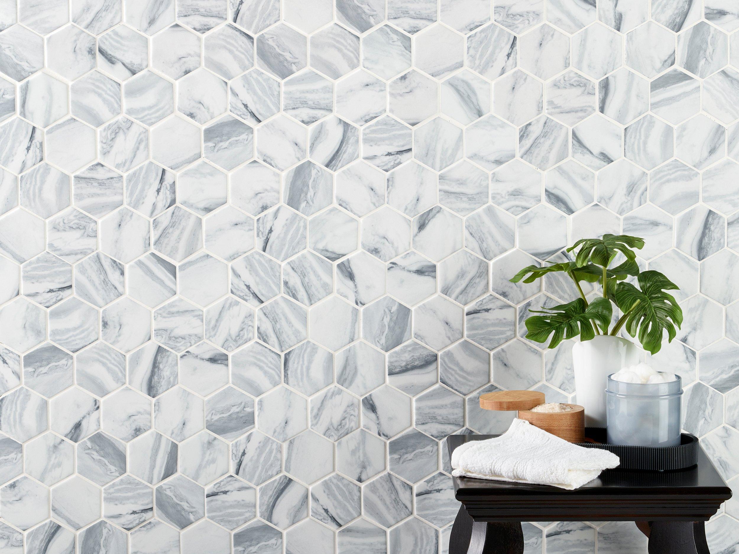 Harlow 3in. Hexagon Recycled Glass Mosaic