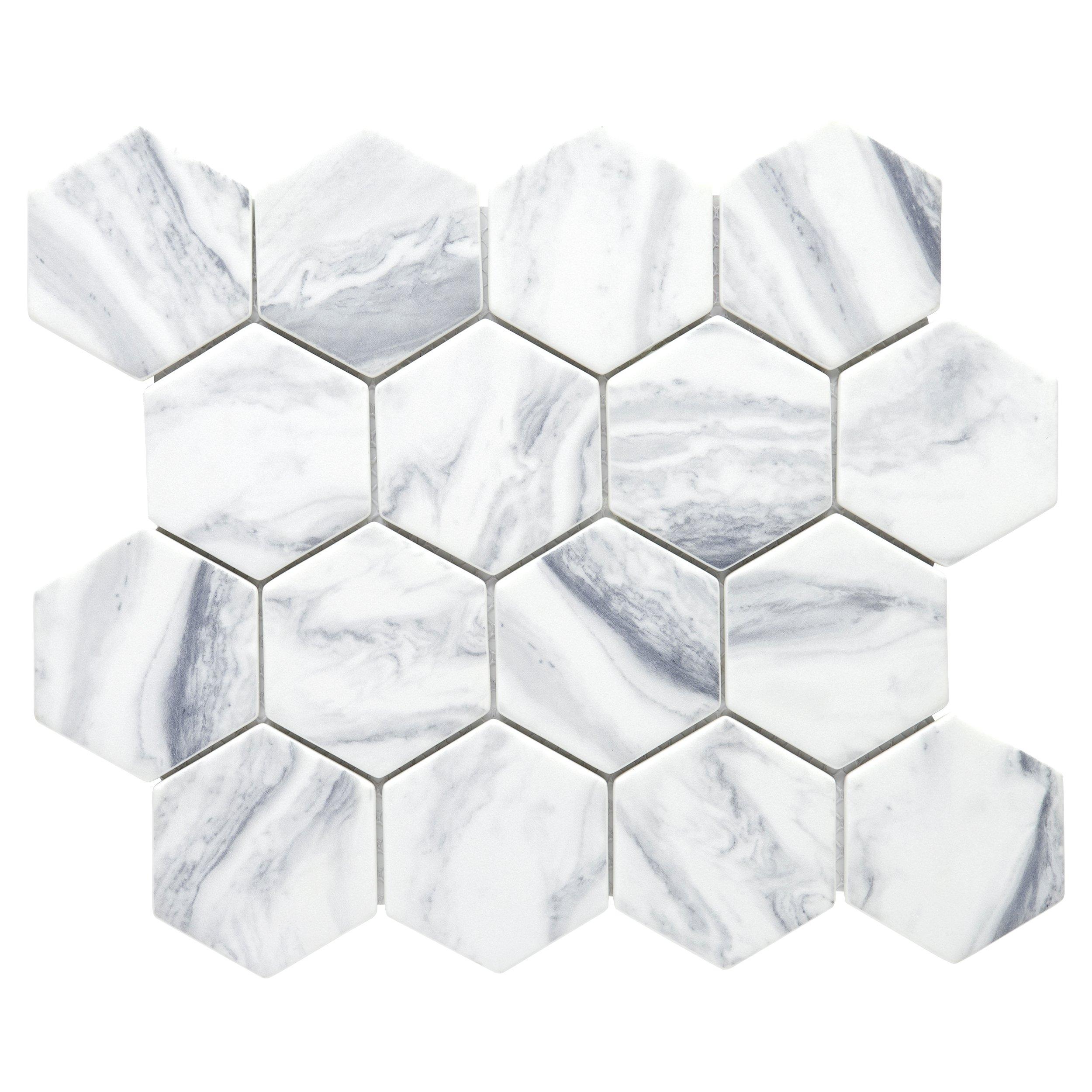 Harlow 3in. Hexagon Recycled Glass Mosaic