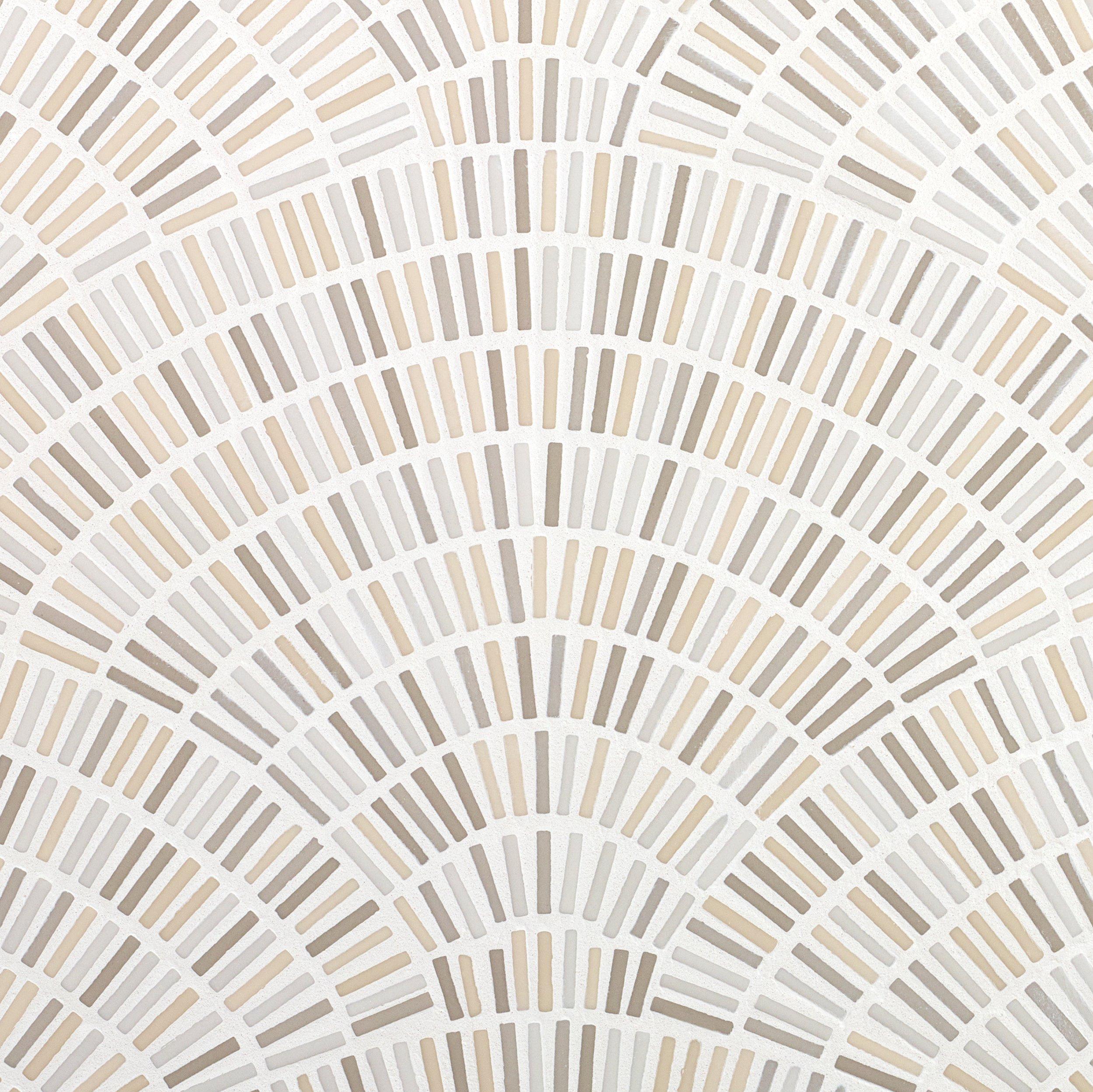 Viviano Moab Fan Glass Mosaic Tile, 10 x 16, Beige, 5 mm Thick