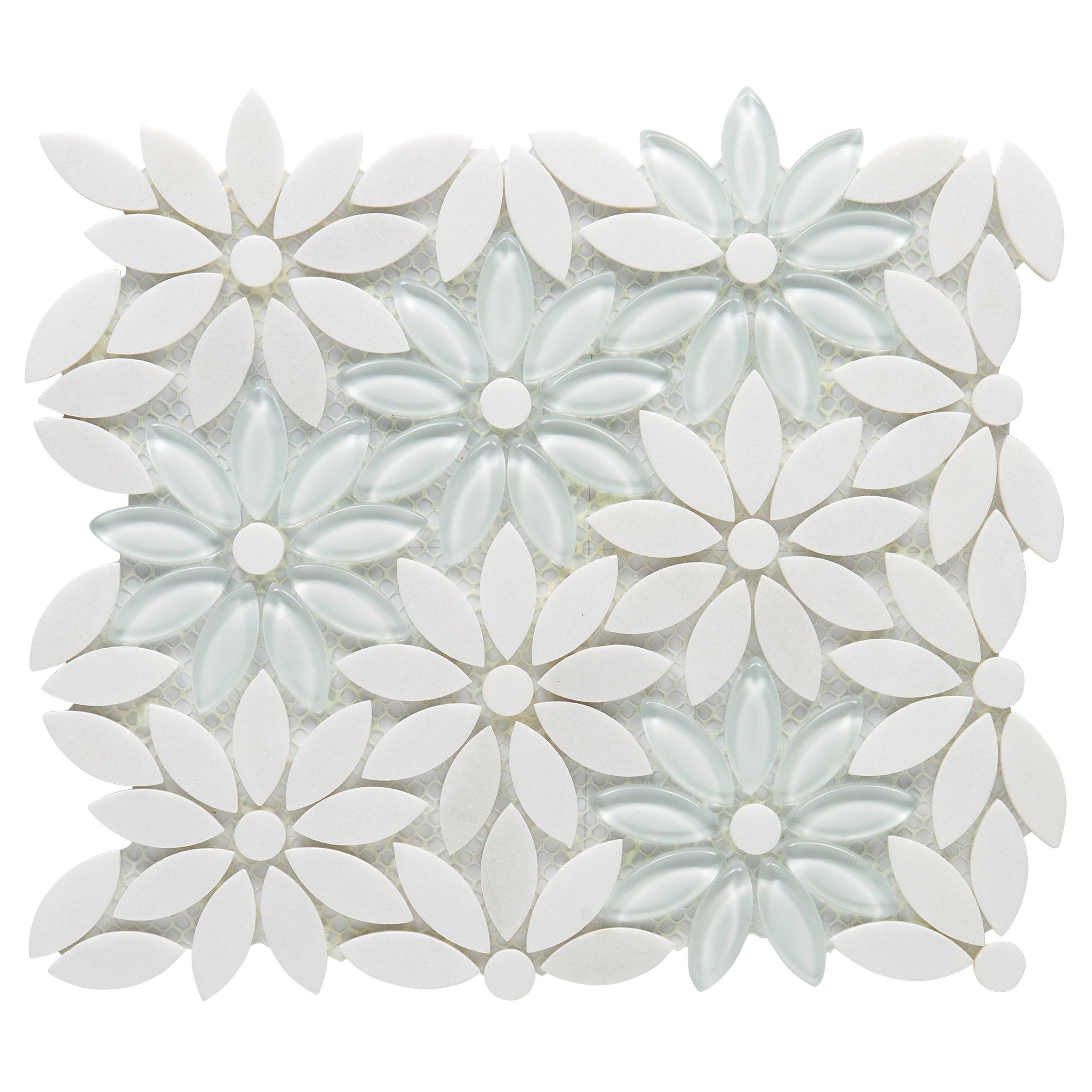 Margot Thassos Flower Glass Mosaic | Floor and Decor