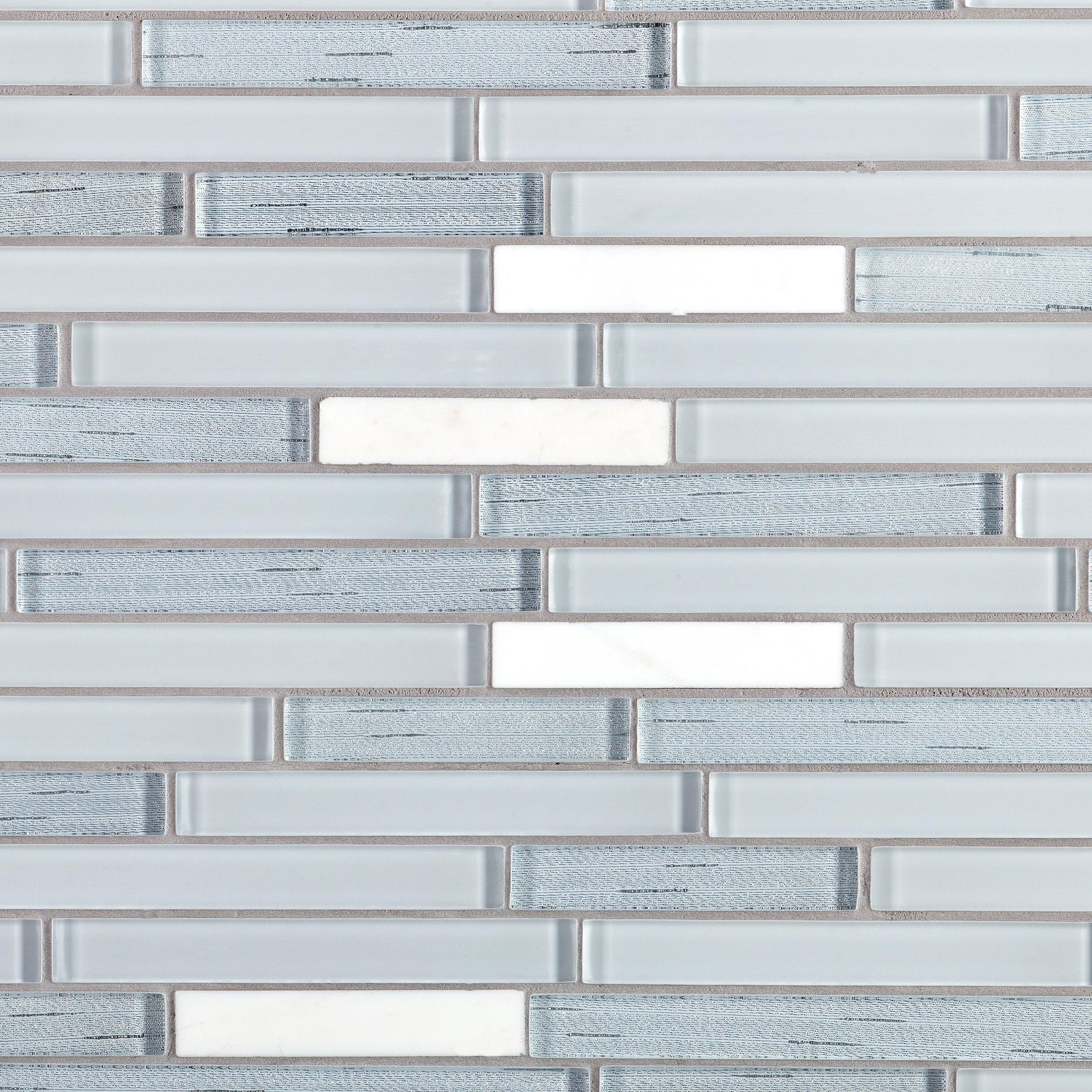 Lucerne Blanc Glass Linear Mosaic