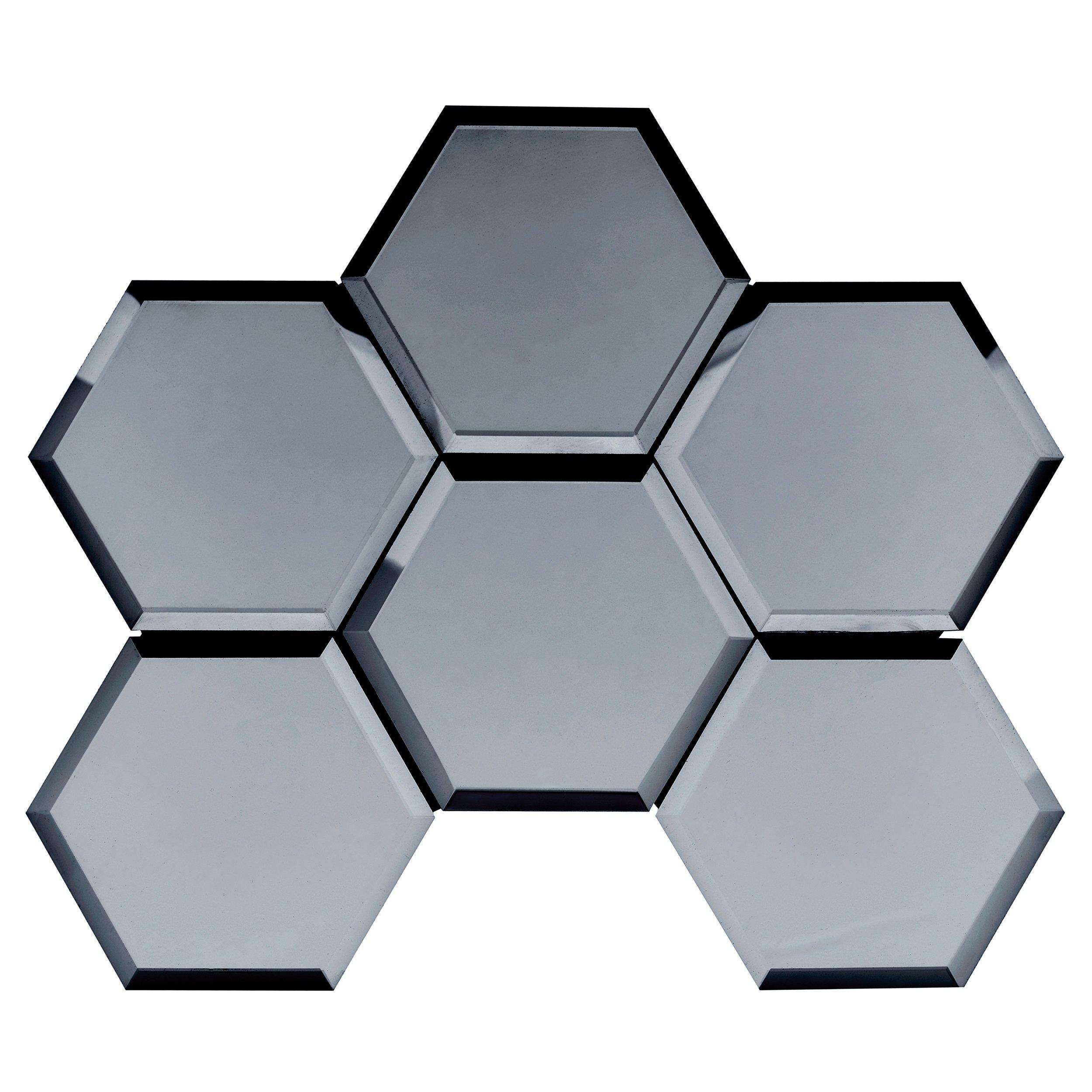 Carbon Reflection 5 in. Hexagon Glass Tile